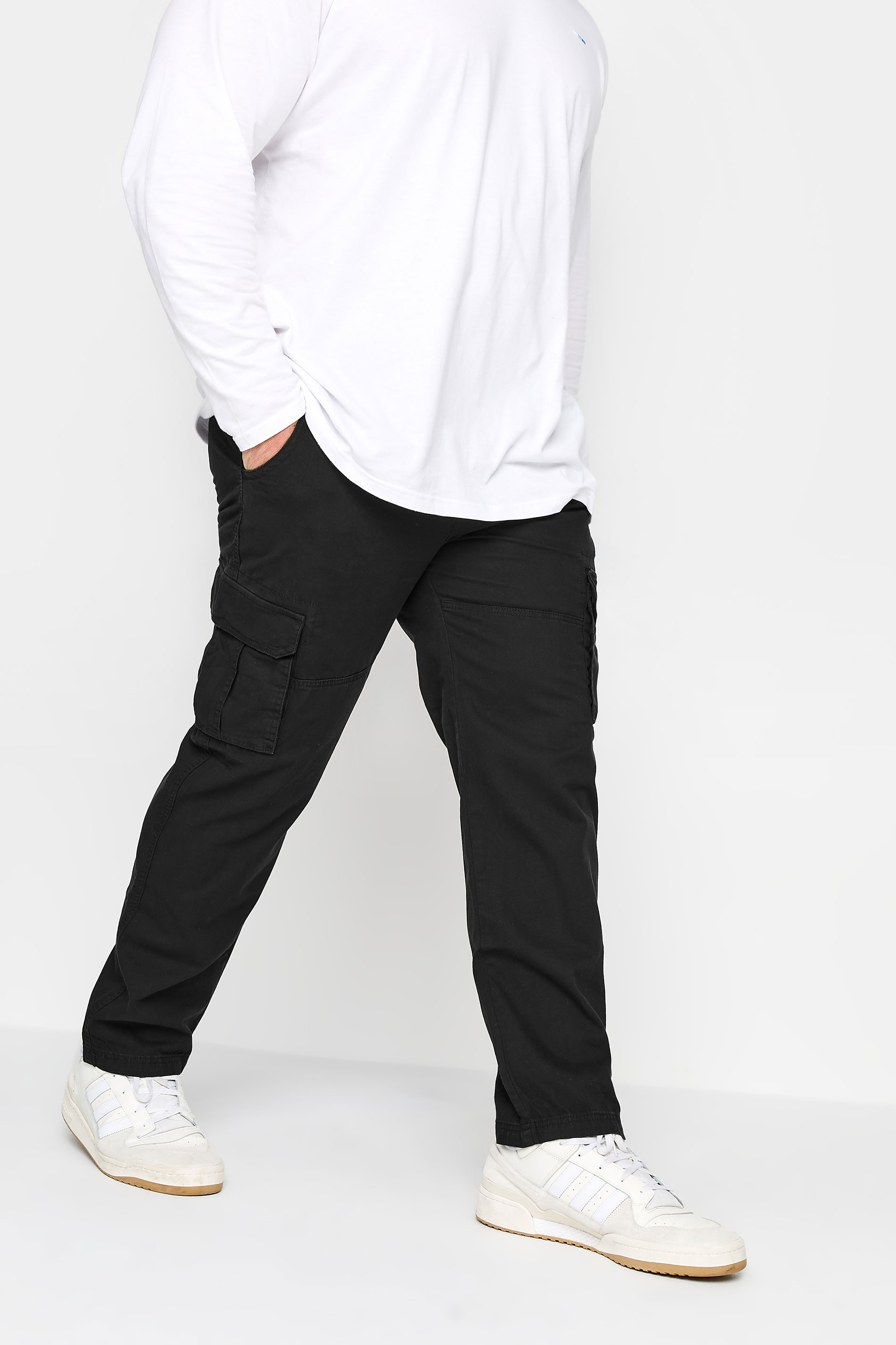 D555 Big & Tall Black Cargo Trousers | BadRhino 1
