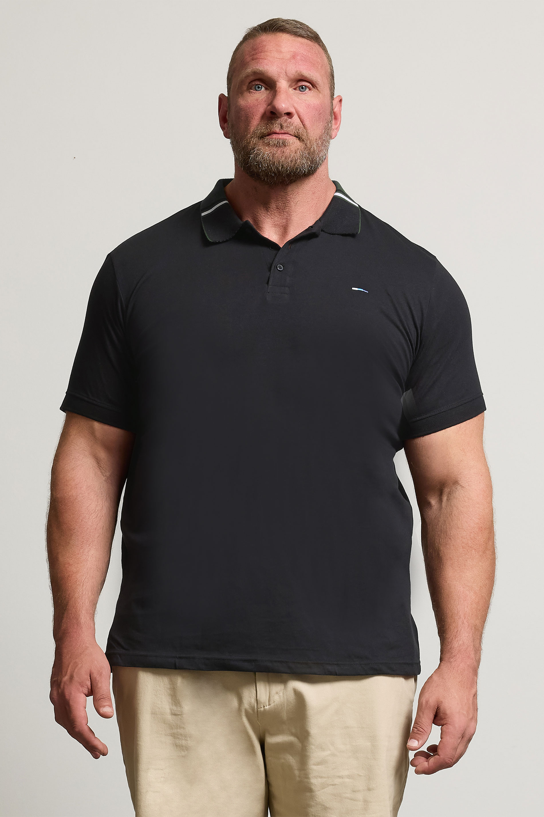 BadRhino Big & Tall Black Jacquard Polo Shirt | BadRhino 1
