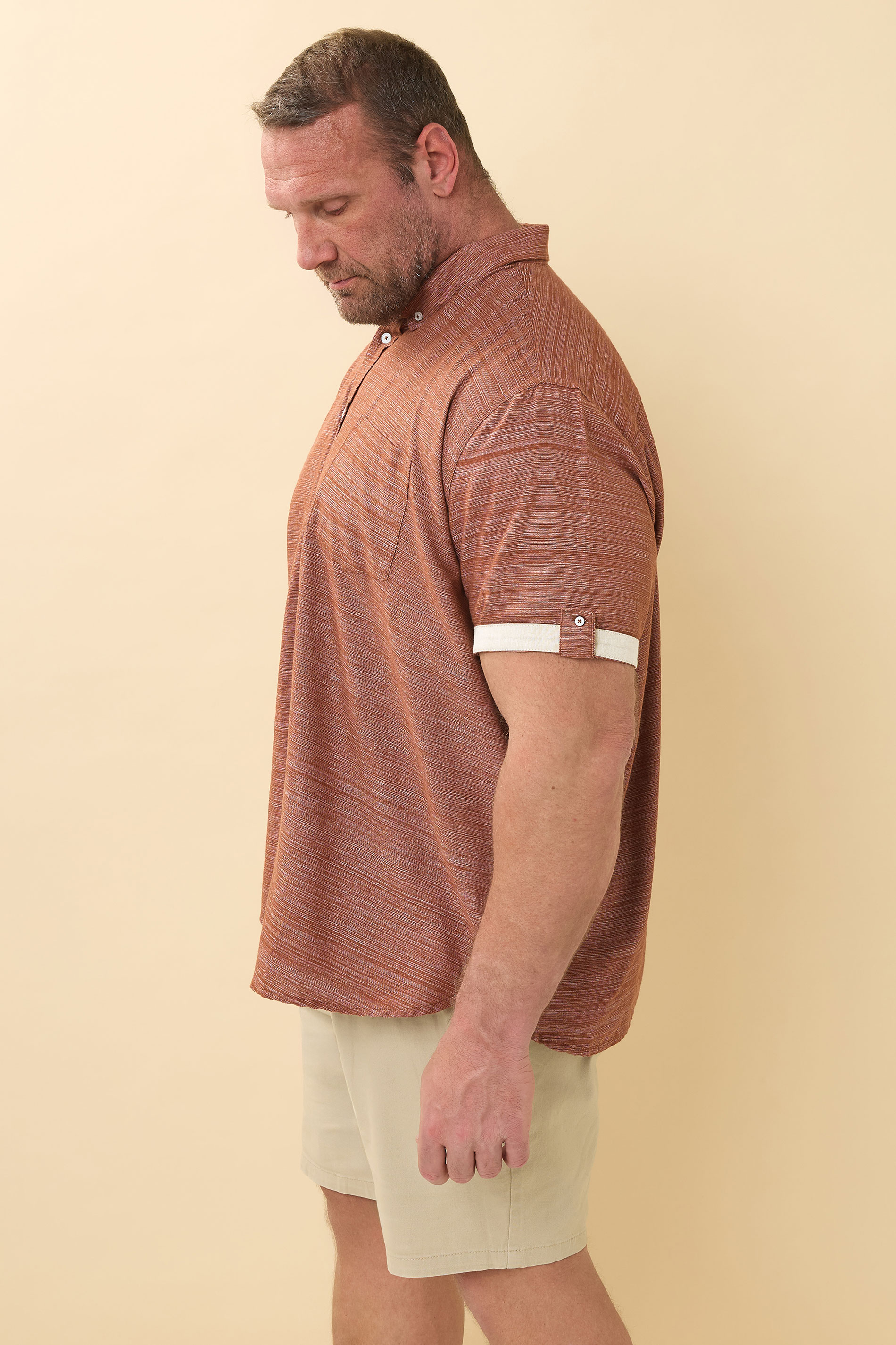 BadRhino Big & Tall Rust Orange Short Sleeve Slub Shirt | BadRhino 5