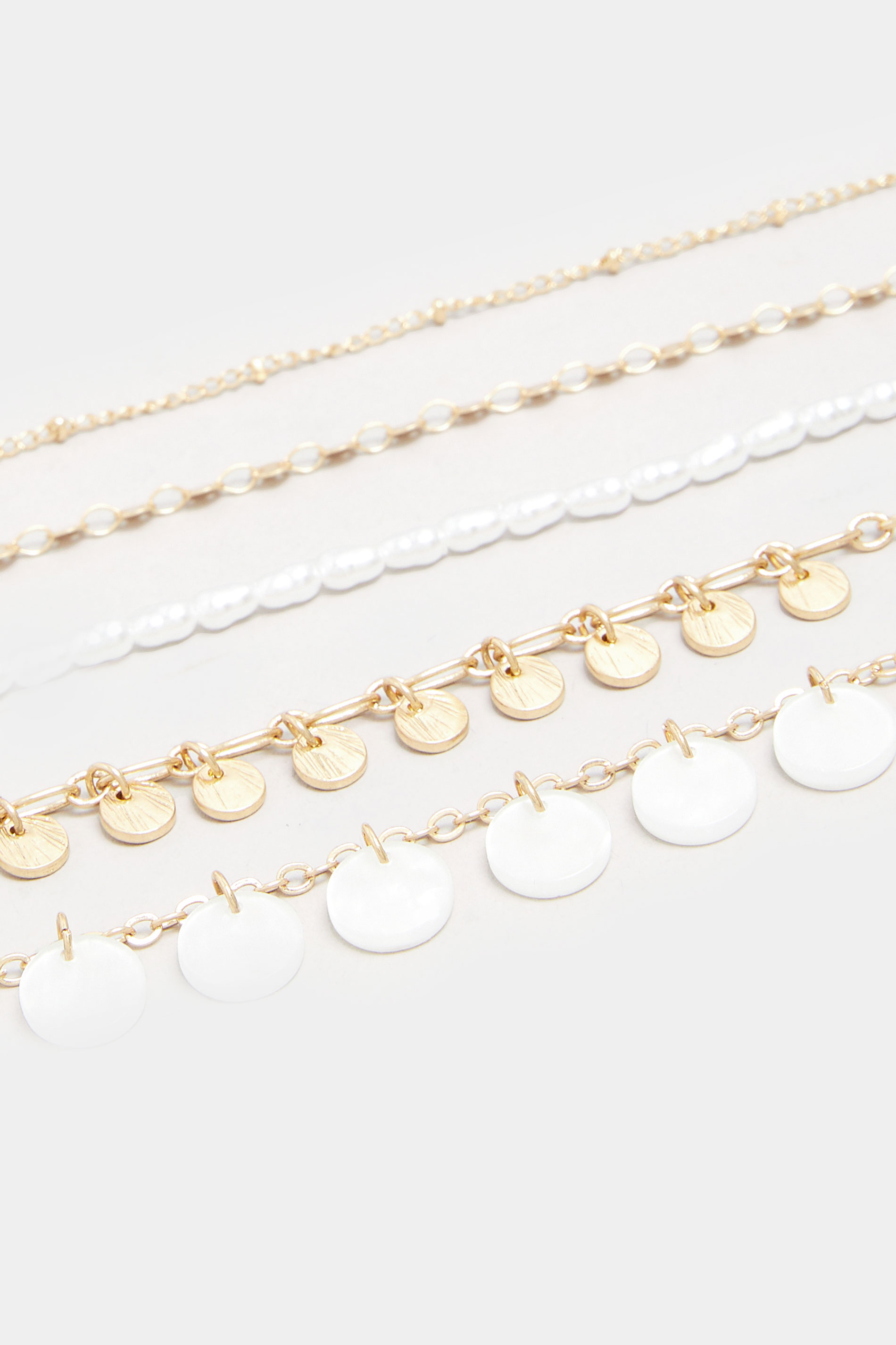 5 PACK Gold Tone Shell Disc Stack Bracelets | Yours Clothing 3