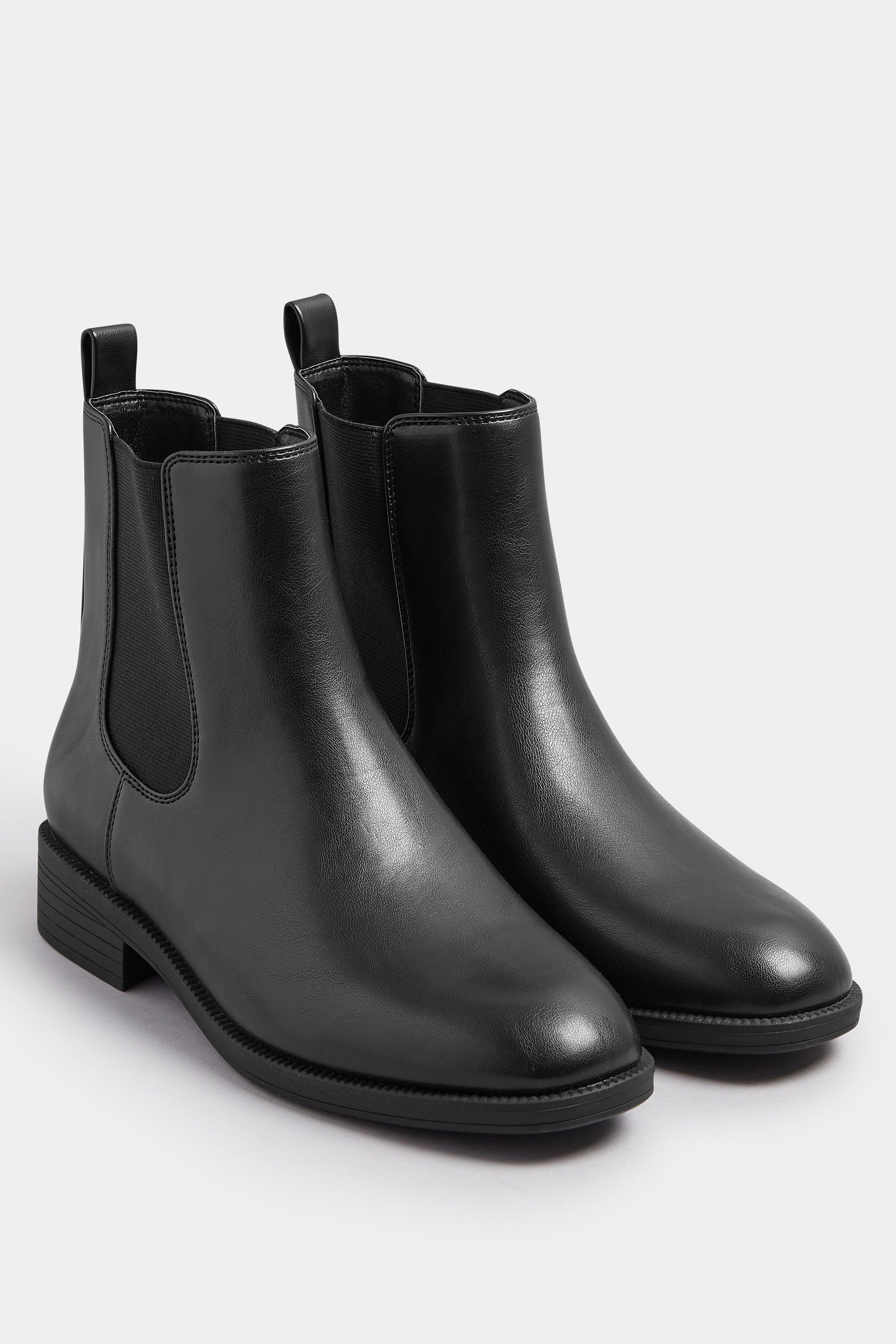 Black Faux Leather Chelsea Ankle Boots In Wide E Fit & Extra Wide EEE Fit | Yours Clothing 3
