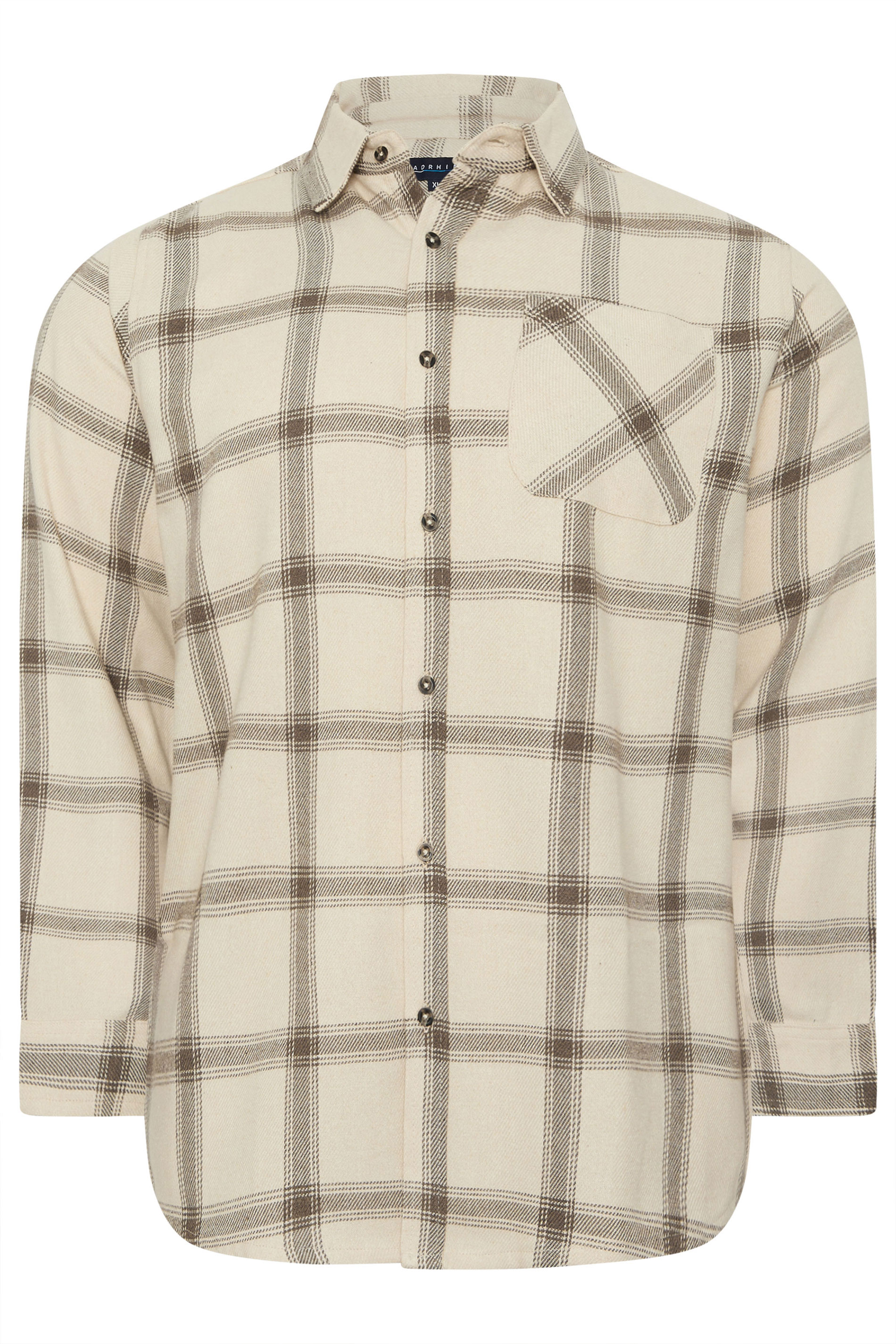 BadRhino Big & Tall Brown Checked Long Sleeve Shirt | BadRhino 6