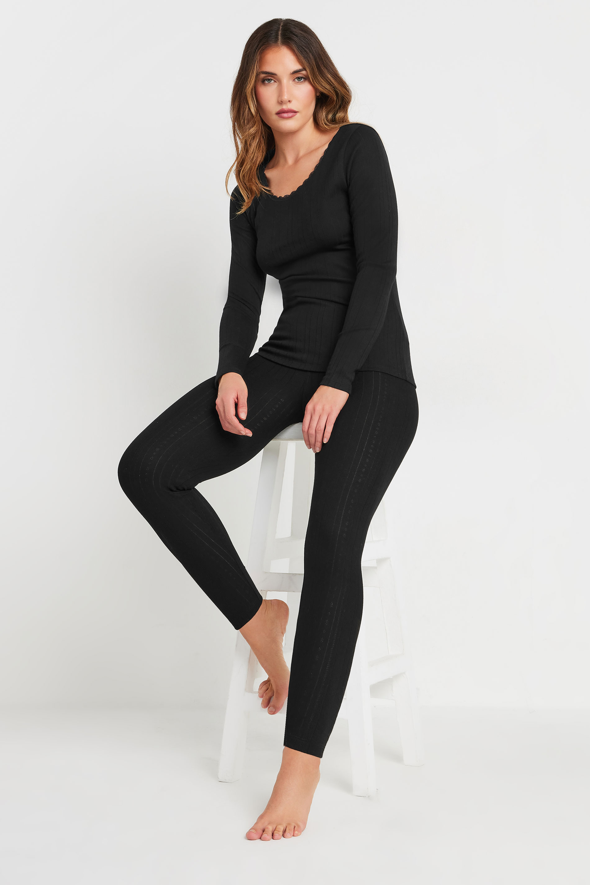 LTS Tall Women's Black Thermal Long Sleeve Top | Long Tall Sally 2