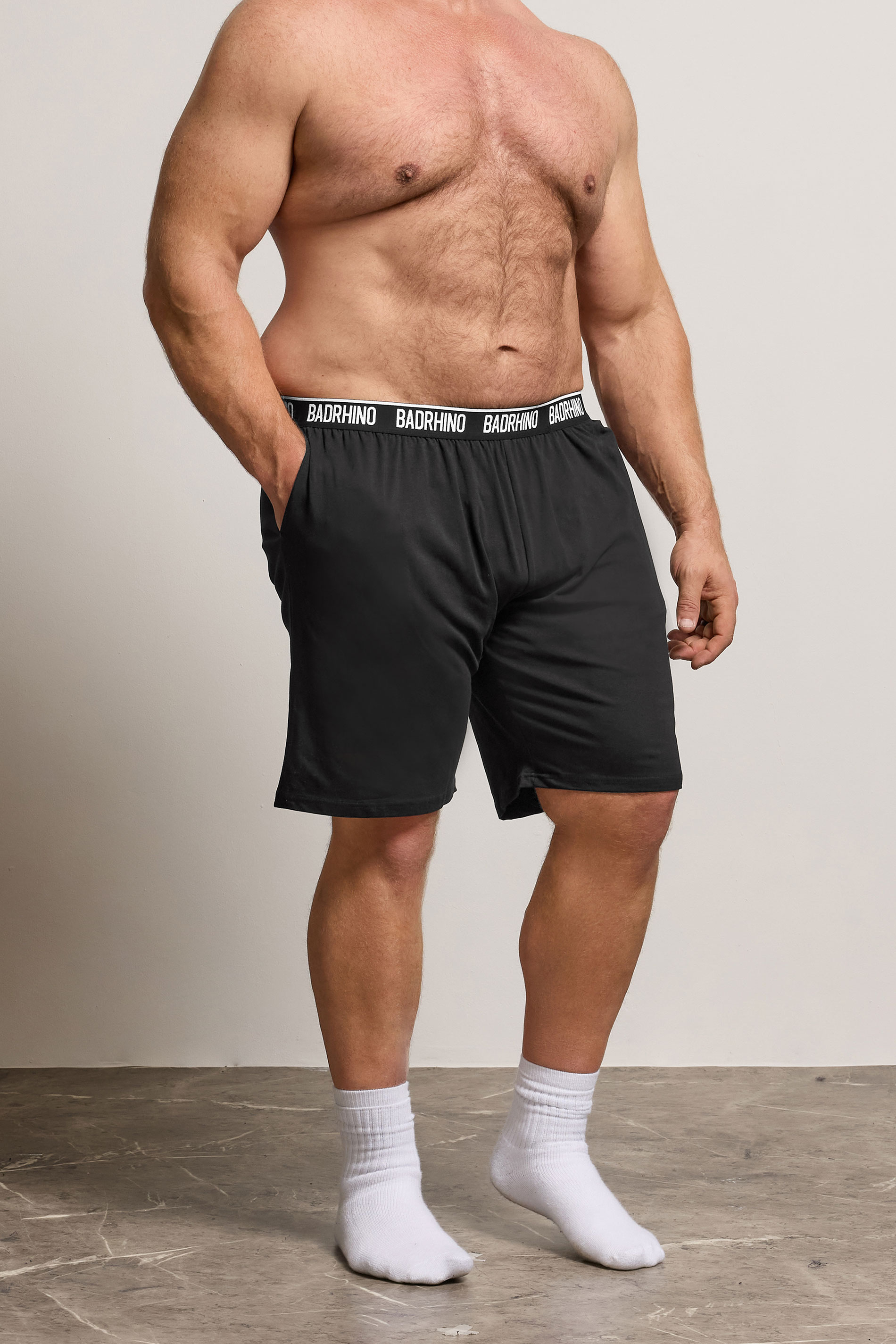 BadRhino Big & Tall Black Lounge Shorts | BadRhino 1