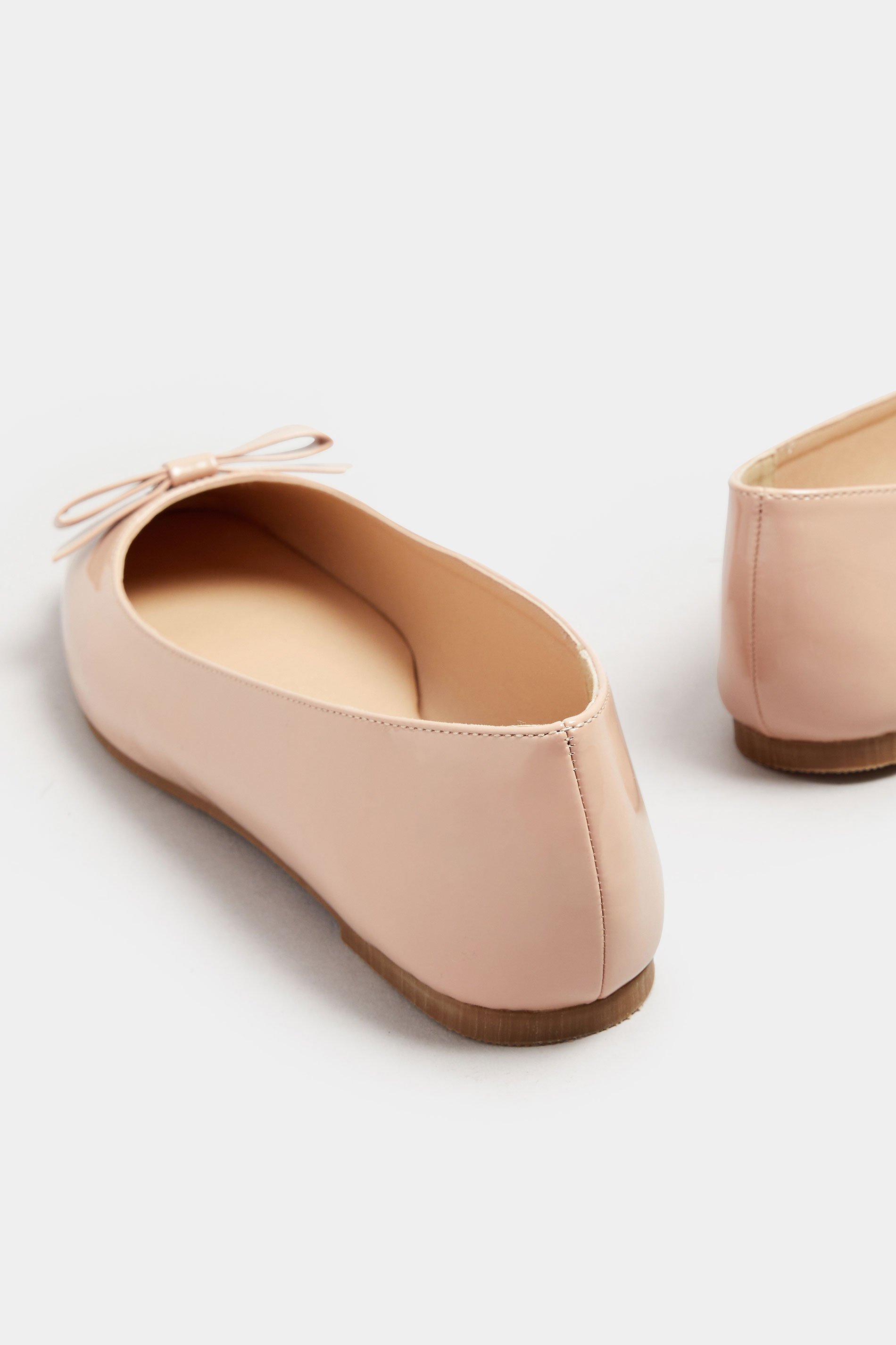 LTS Tall Nude Patent Bow Square Toe Flats In Standard Fit | Long Tall Sally 4