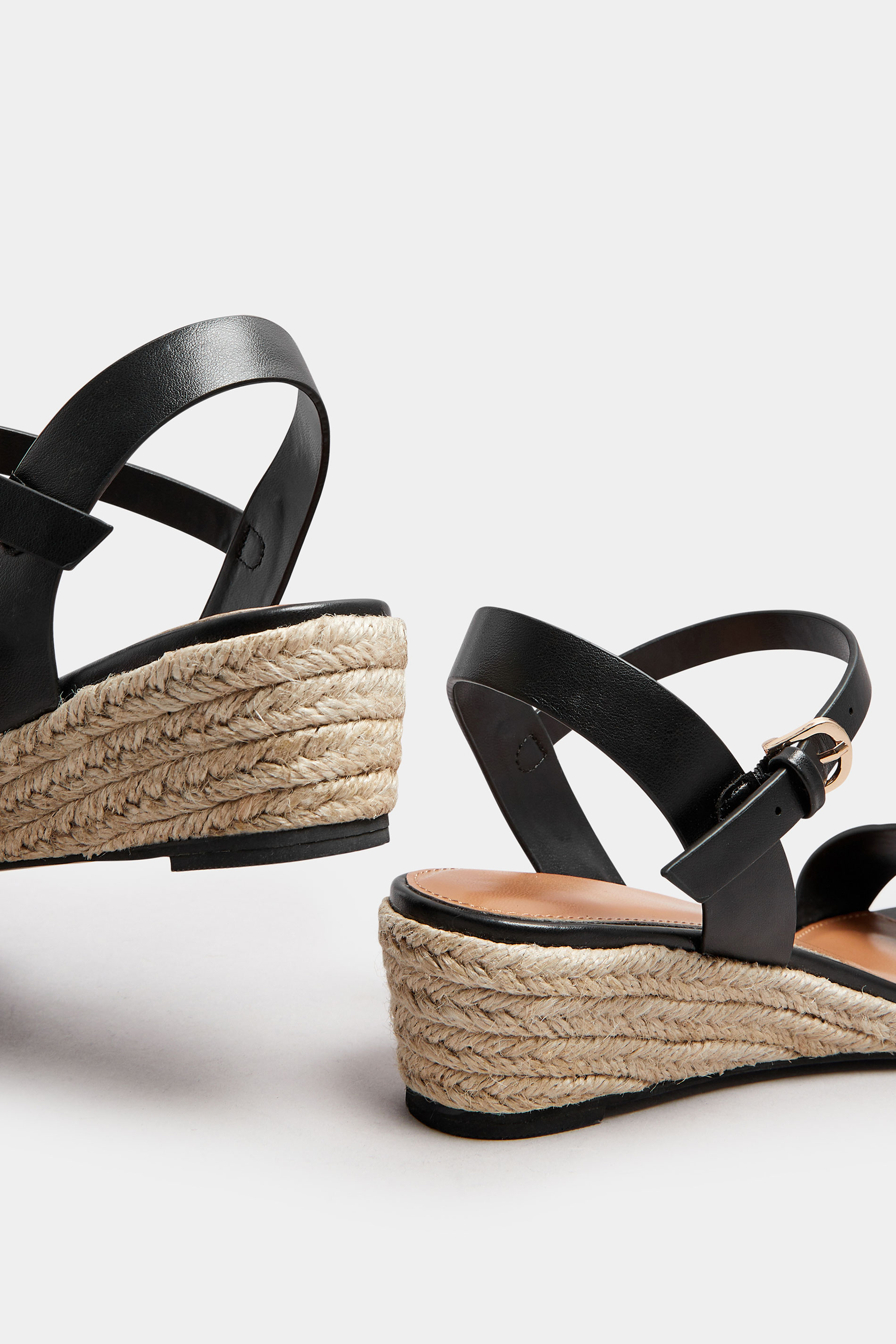 LTS Black Rope Wedge Sandals In Standard Fit | Long Tall Sally 4