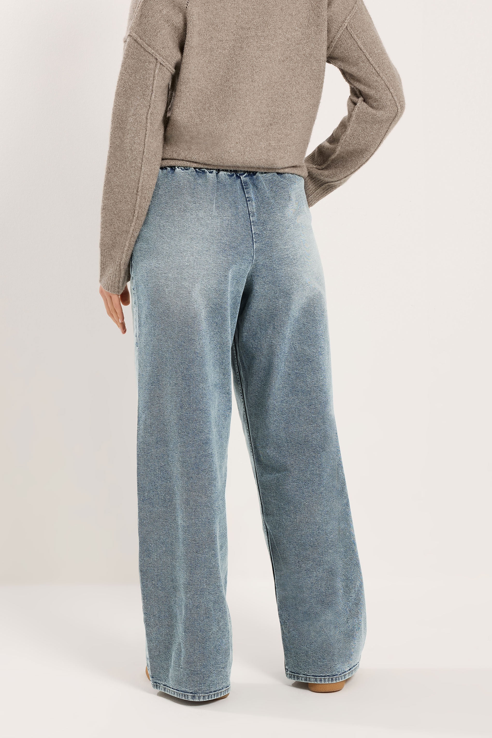 LTS Tall Women's Blue Mid Wash Wide Leg Jeans | Long Tall Sally 4