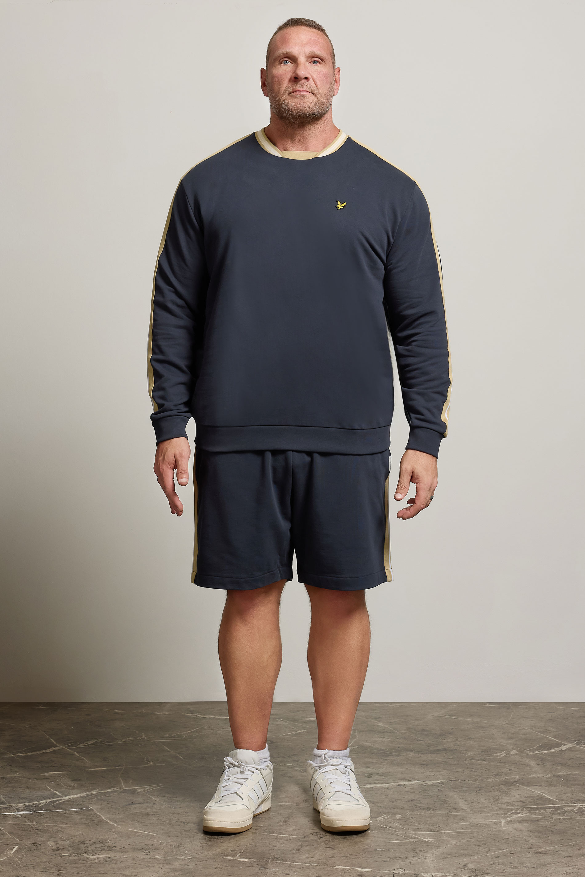 LYLE & SCOTT Big & Tall Navy Blue Contrast Taped Sweatshirt | BadRhino 2