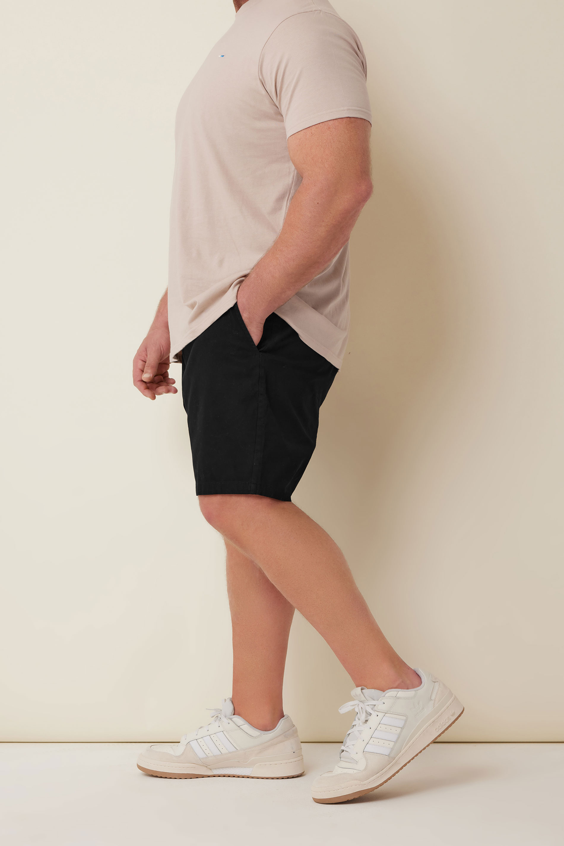BadRhino Black Stretch Elasticated Waist Chino Shorts | BadRhino 4