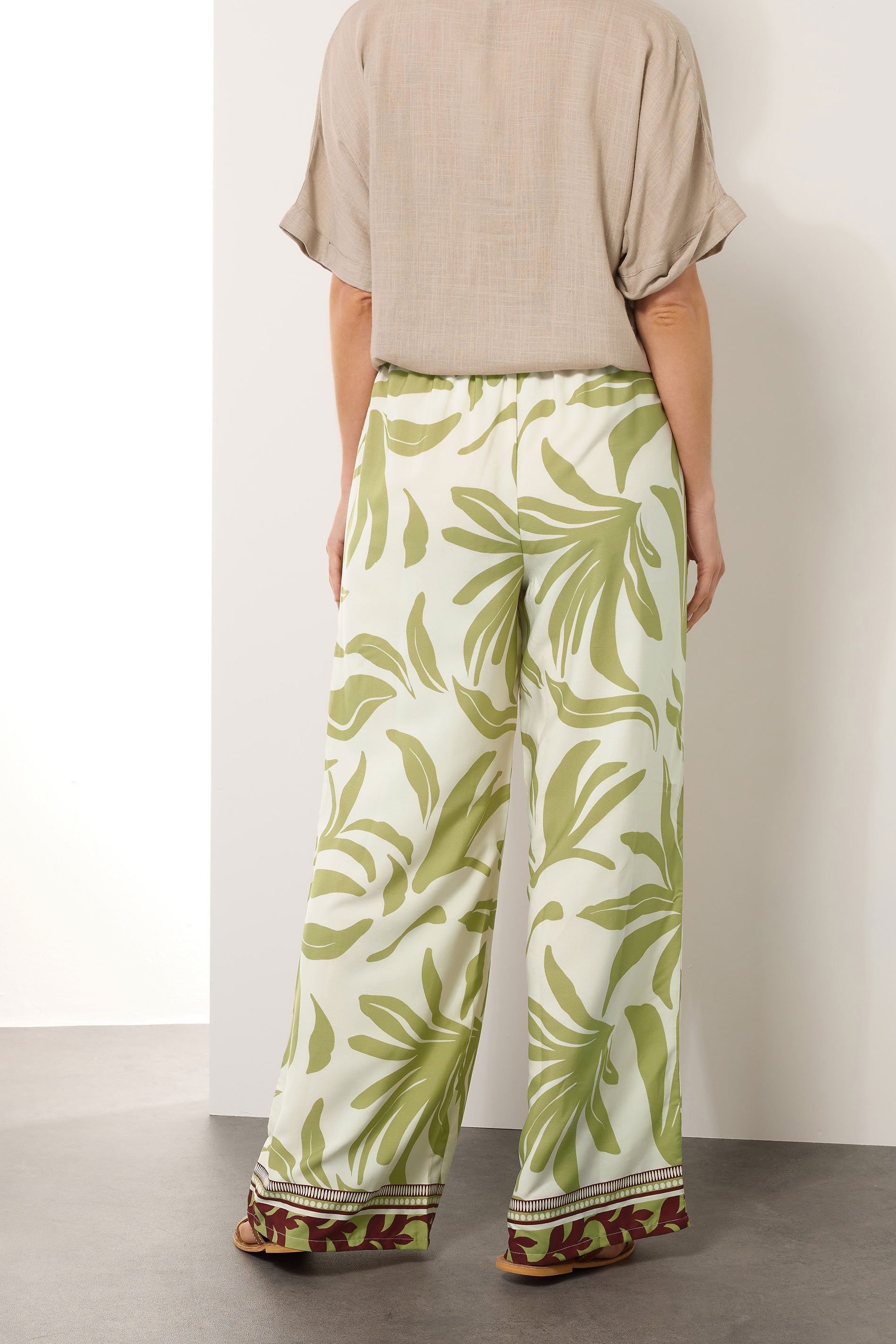 LTS Tall Lime Green Palm Wide Leg Trousers | Long Tall Sally 3