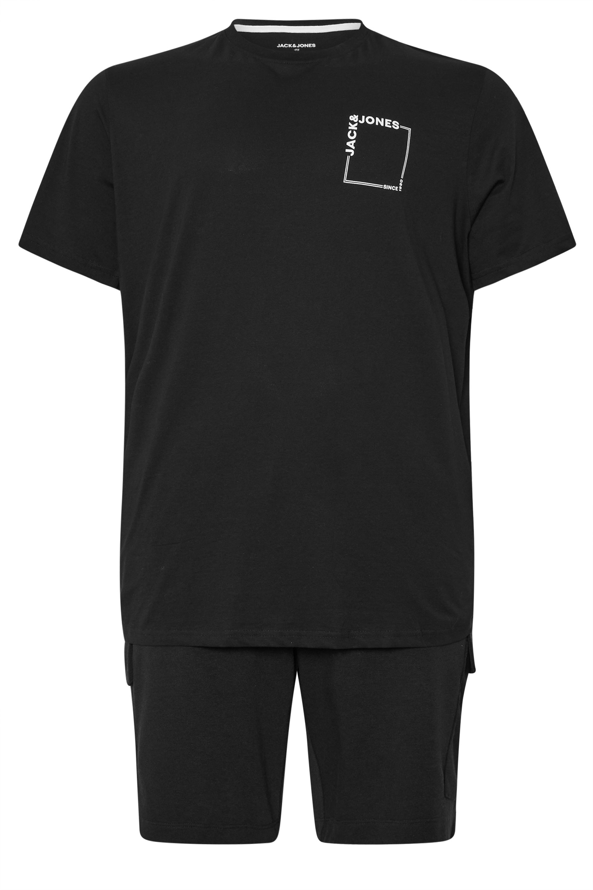 JACK & JONES Big & Tall Black 'Verner' T-Shirt & Short Set | BadRhino 4