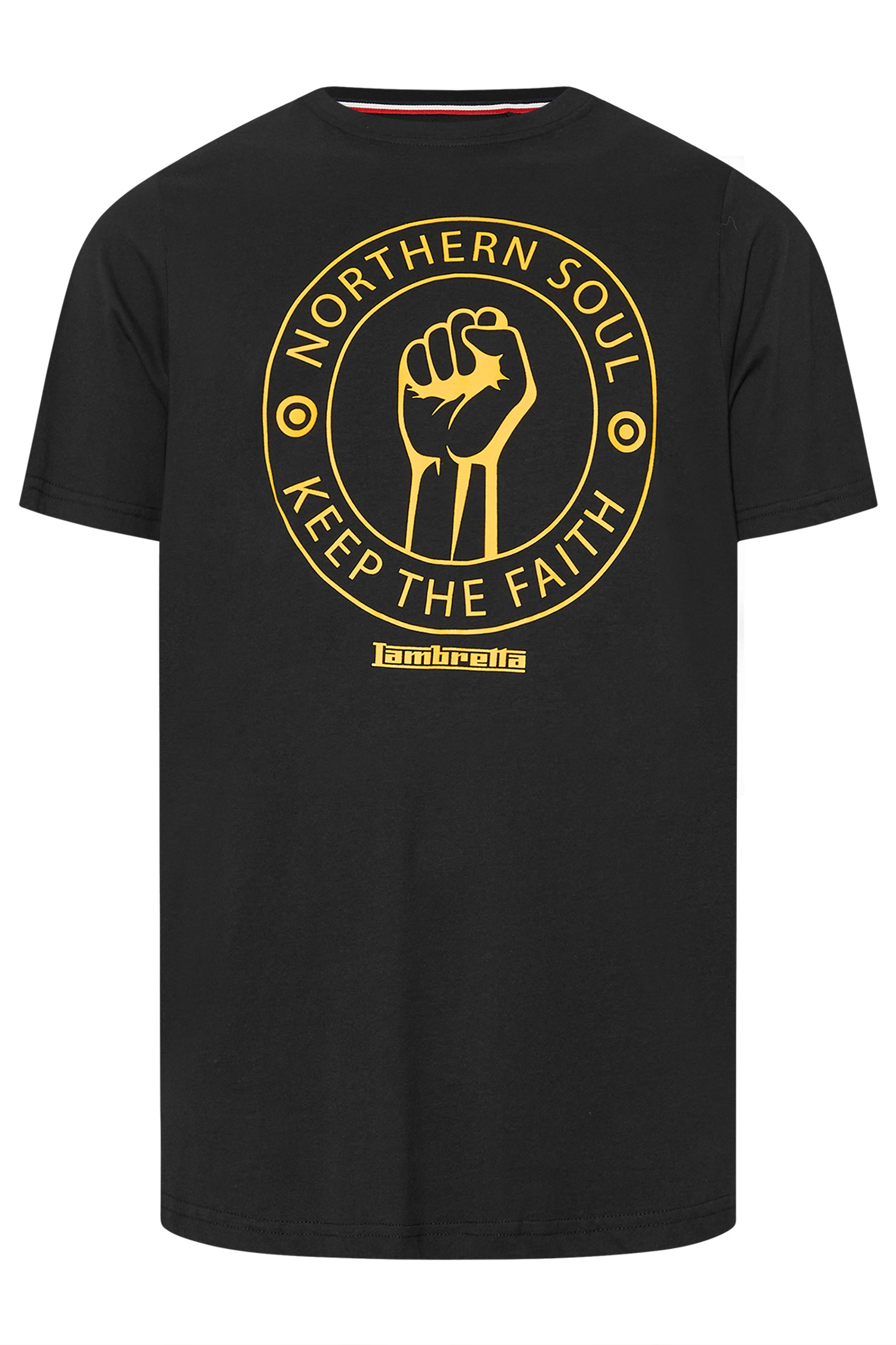LAMBRETTA Big & Tall Black Northern Soul T-Shirt | BadRhino 3