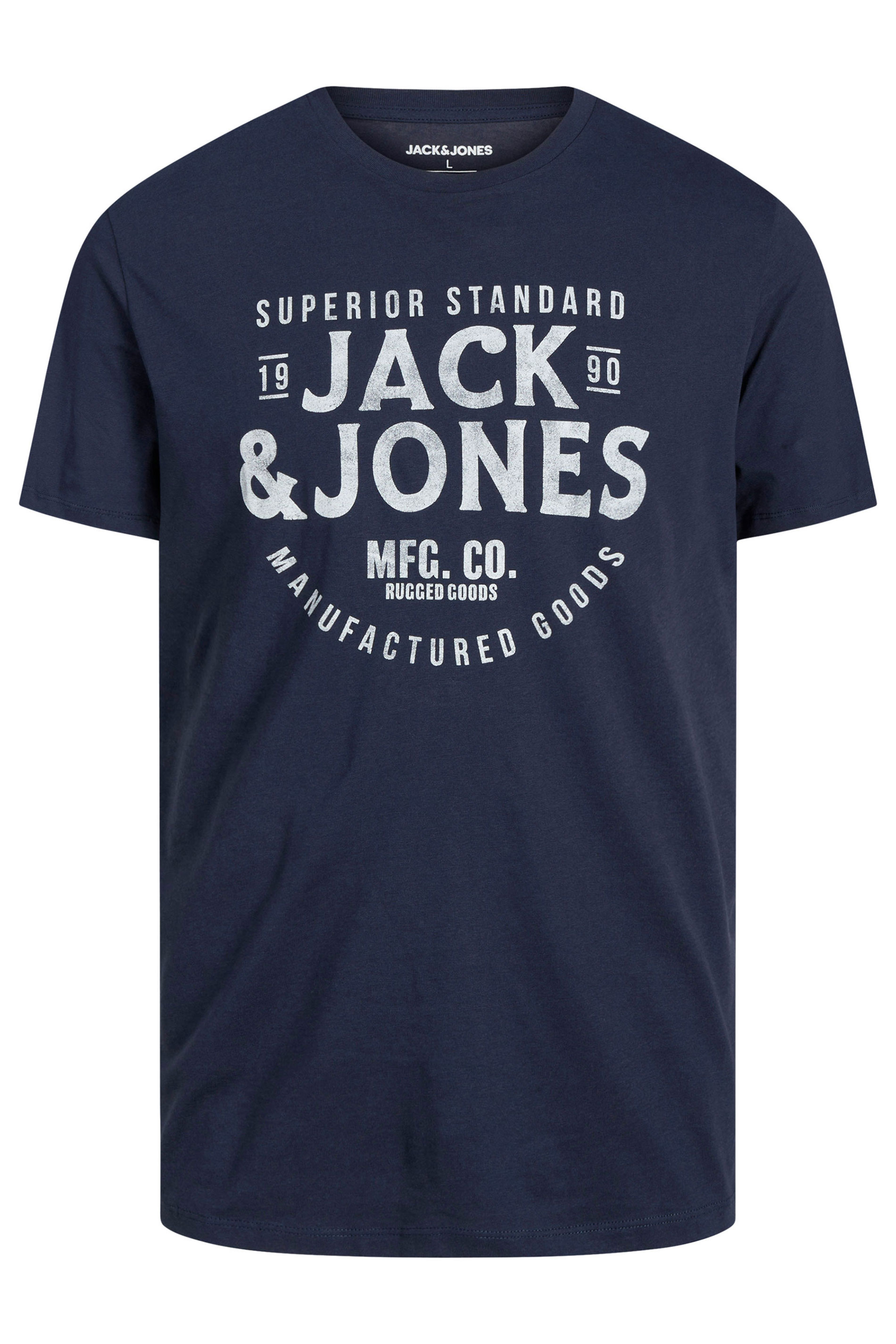 JACK & JONES Navy Logo Graphic Short Sleeve T-Shirt | BadRhino 2