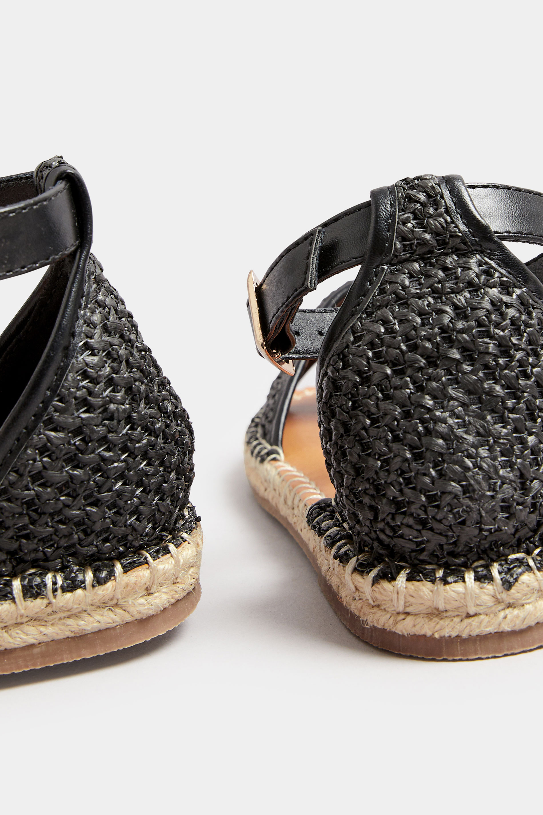 LTS Black Espadrille Open Toe Sandals In Standard Fit | Long Tall Sally 4