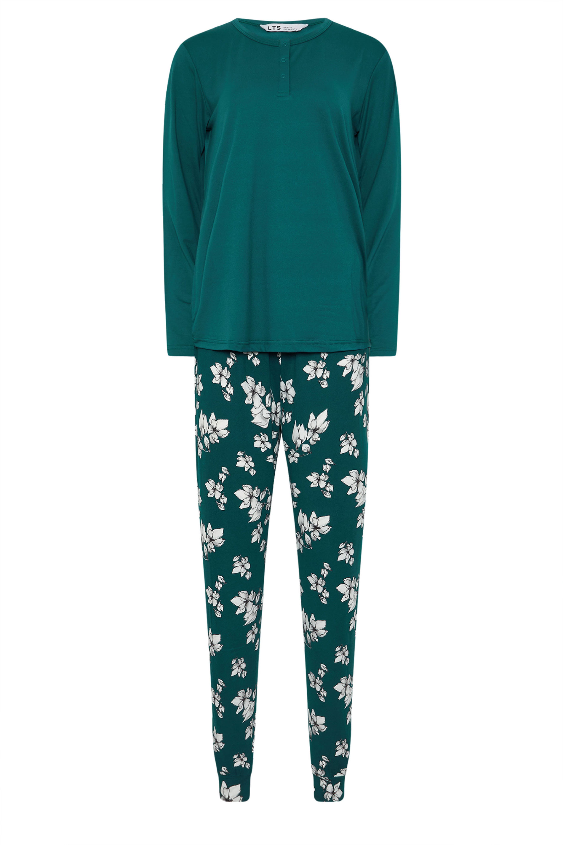 LTS Tall Green Soft Touch Floral Pyjama Set | Long Tall Sally 5