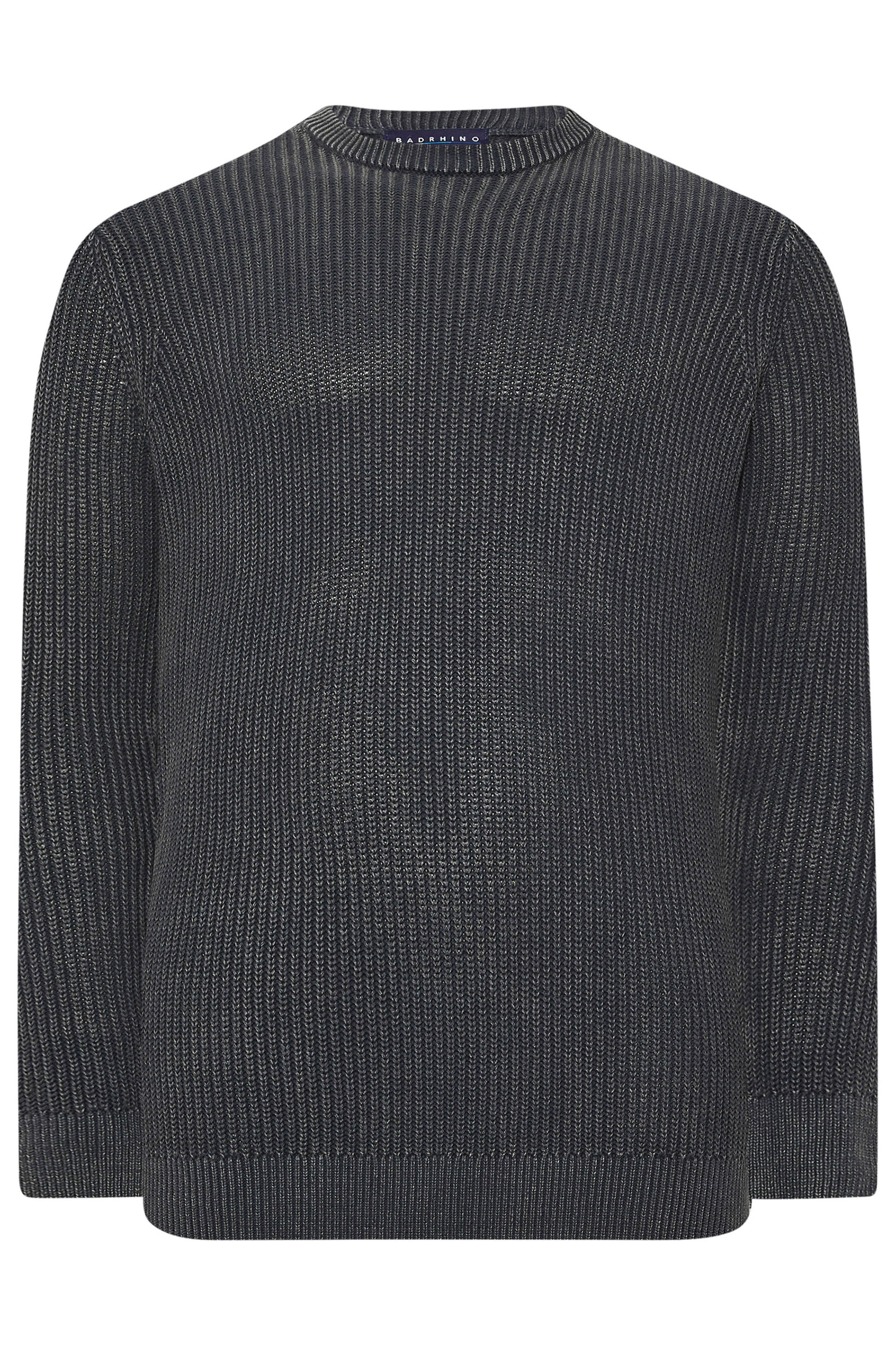 BadRhino Big & Tall Charcoal Grey Acid Wash Jumper | BadRhino 6