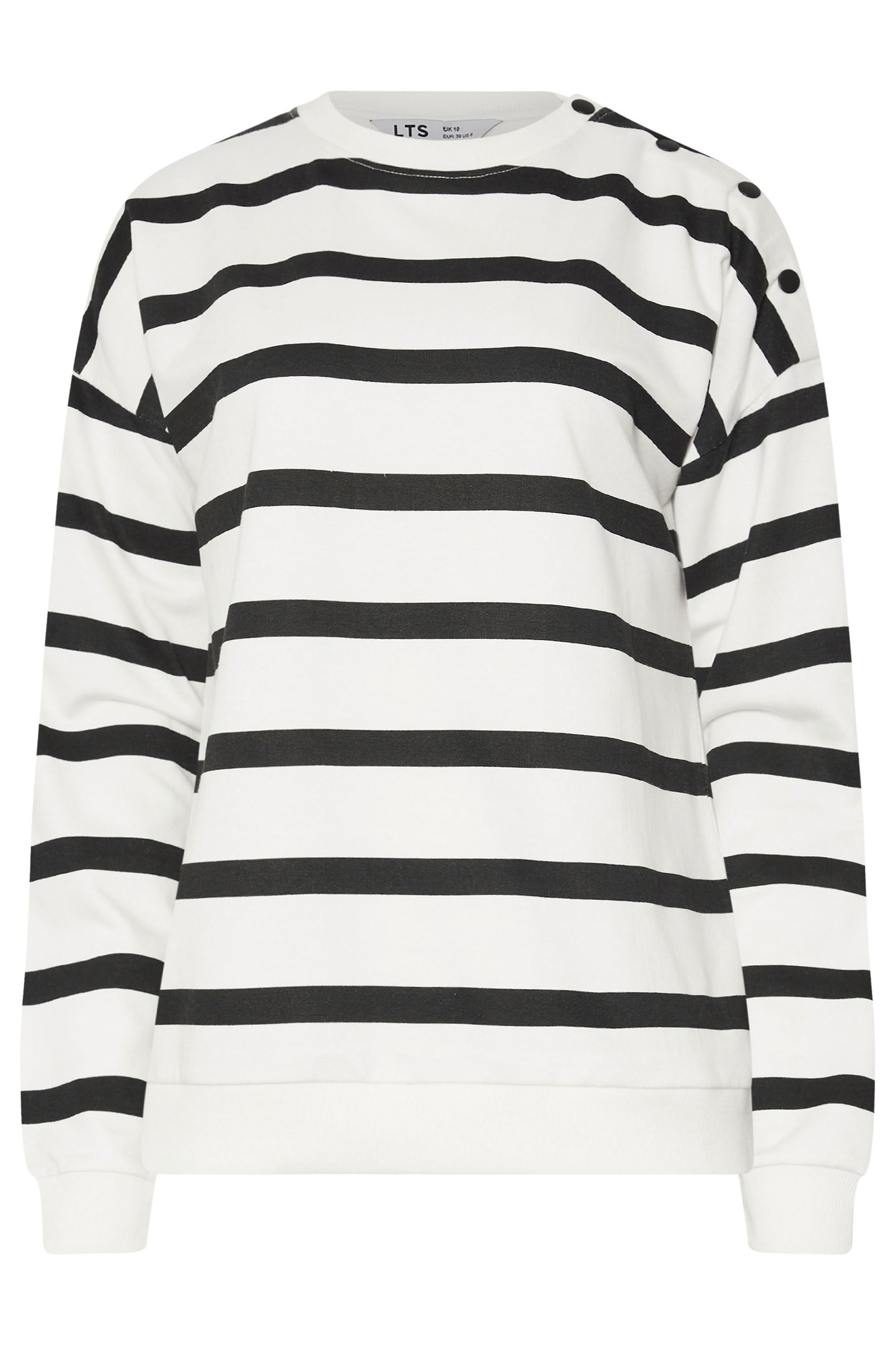 LTS Tall Ivory White Striped Button Sweatshirt | Long Tall Sally 7