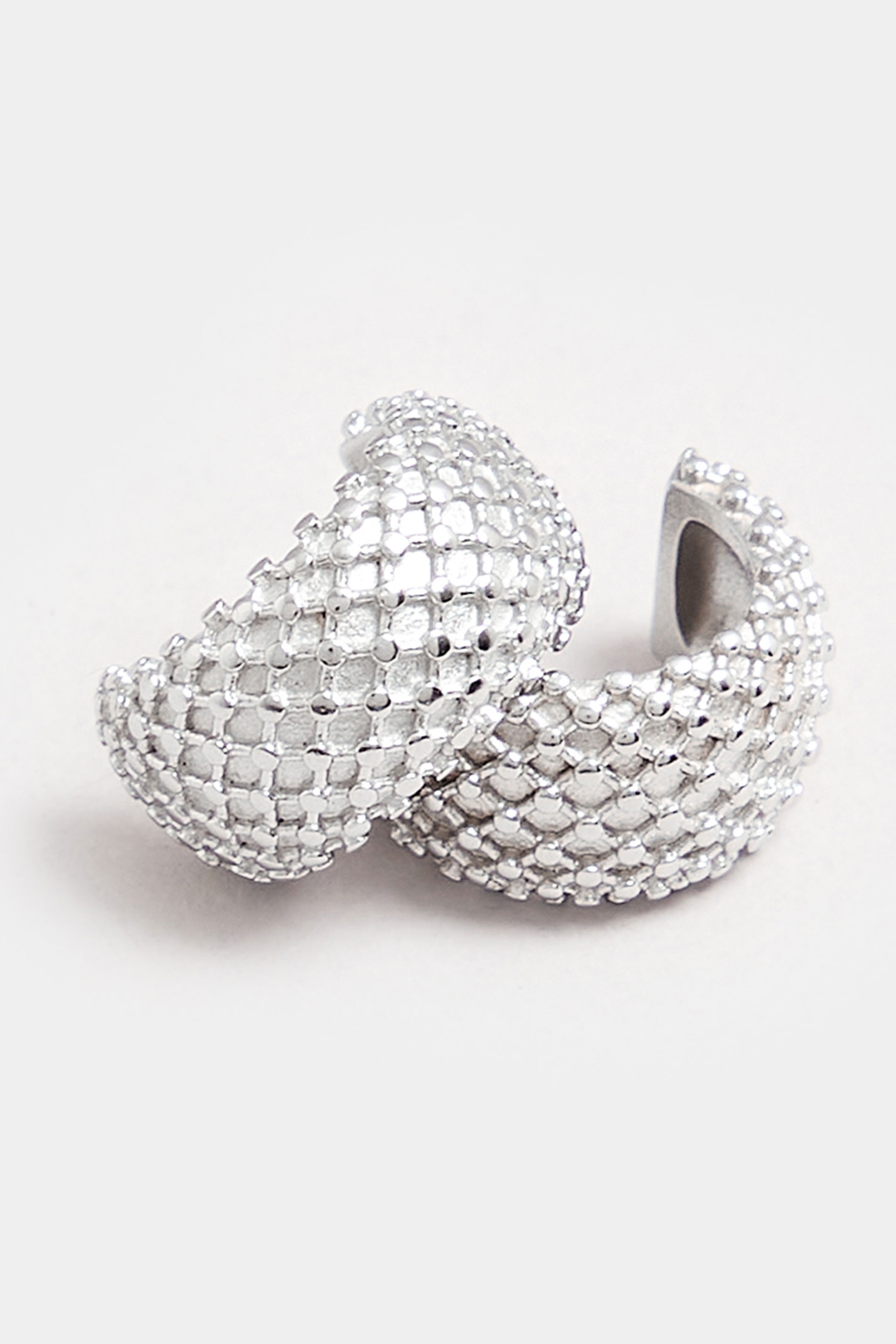 Silver Tone Stainless Steel Textured Hoop Earrings | Yours Clothing 3