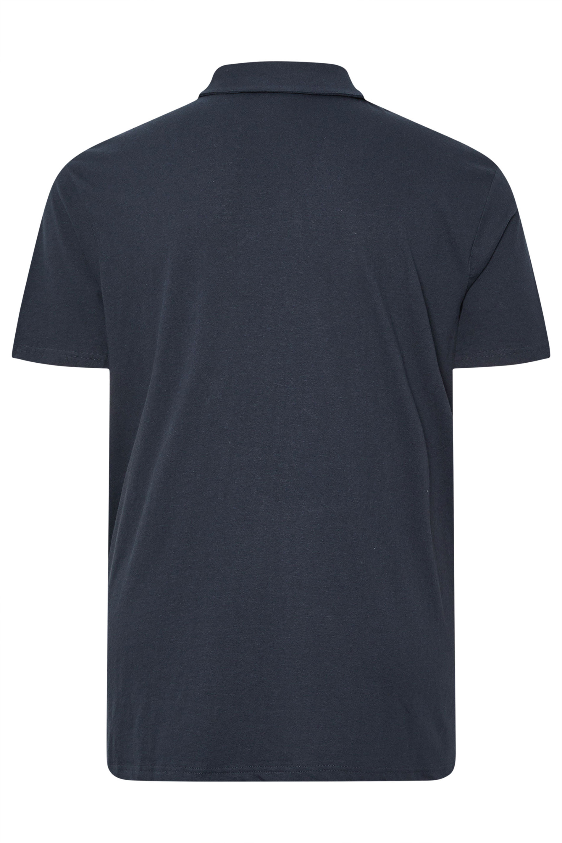 LYLE & SCOTT Big & Tall Navy Blue Linen Revere Polo Shirt | BadRhino 5
