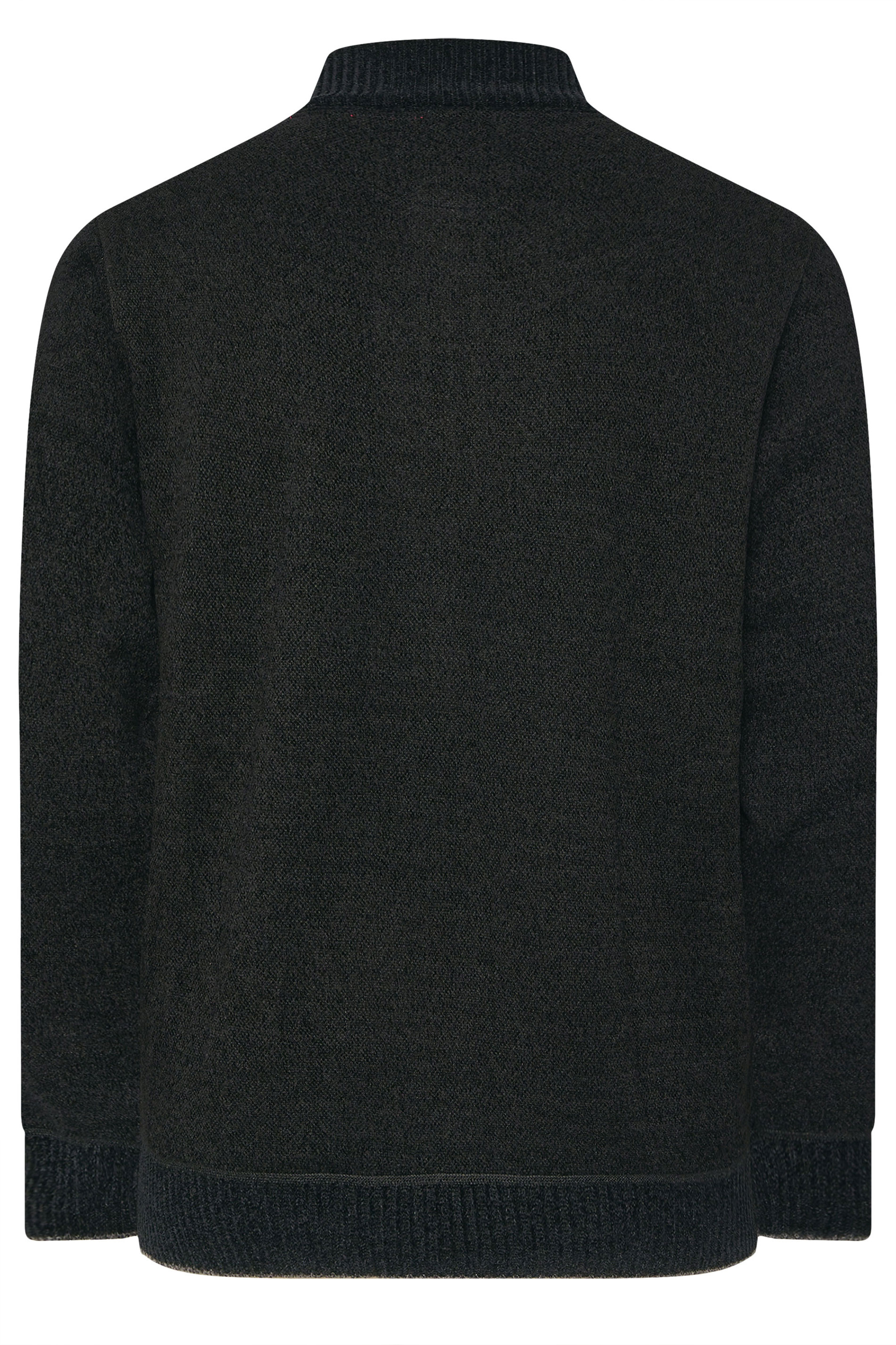 D555 Big & Tall Black Chenille Zip Through Knit Jumper | BadRhino 7