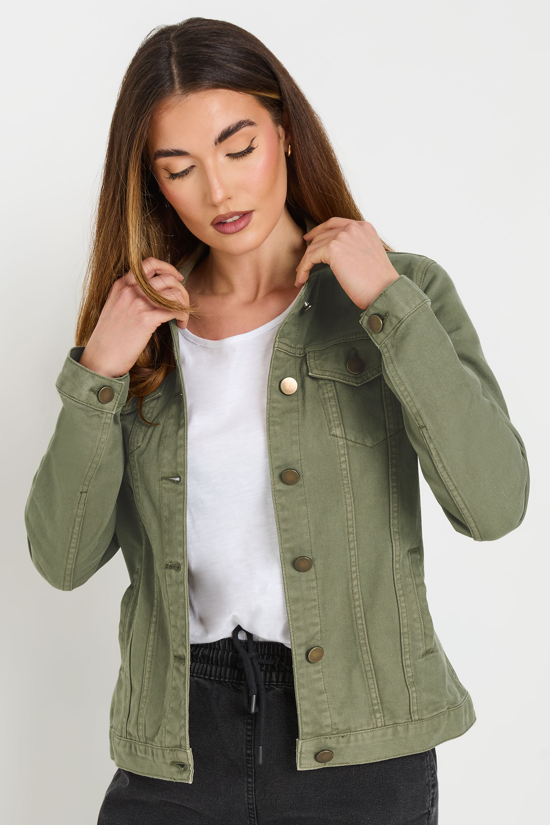 LTS Tall Khaki Green Denim Jacket | Long Tall Sally 4