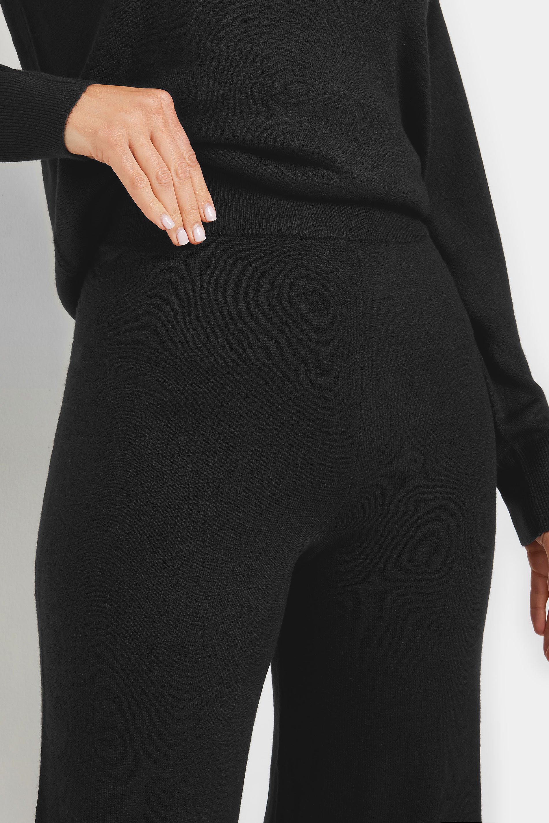 LTS Tall Black Knitted Wide Leg Trousers | Long Tall Sally 4
