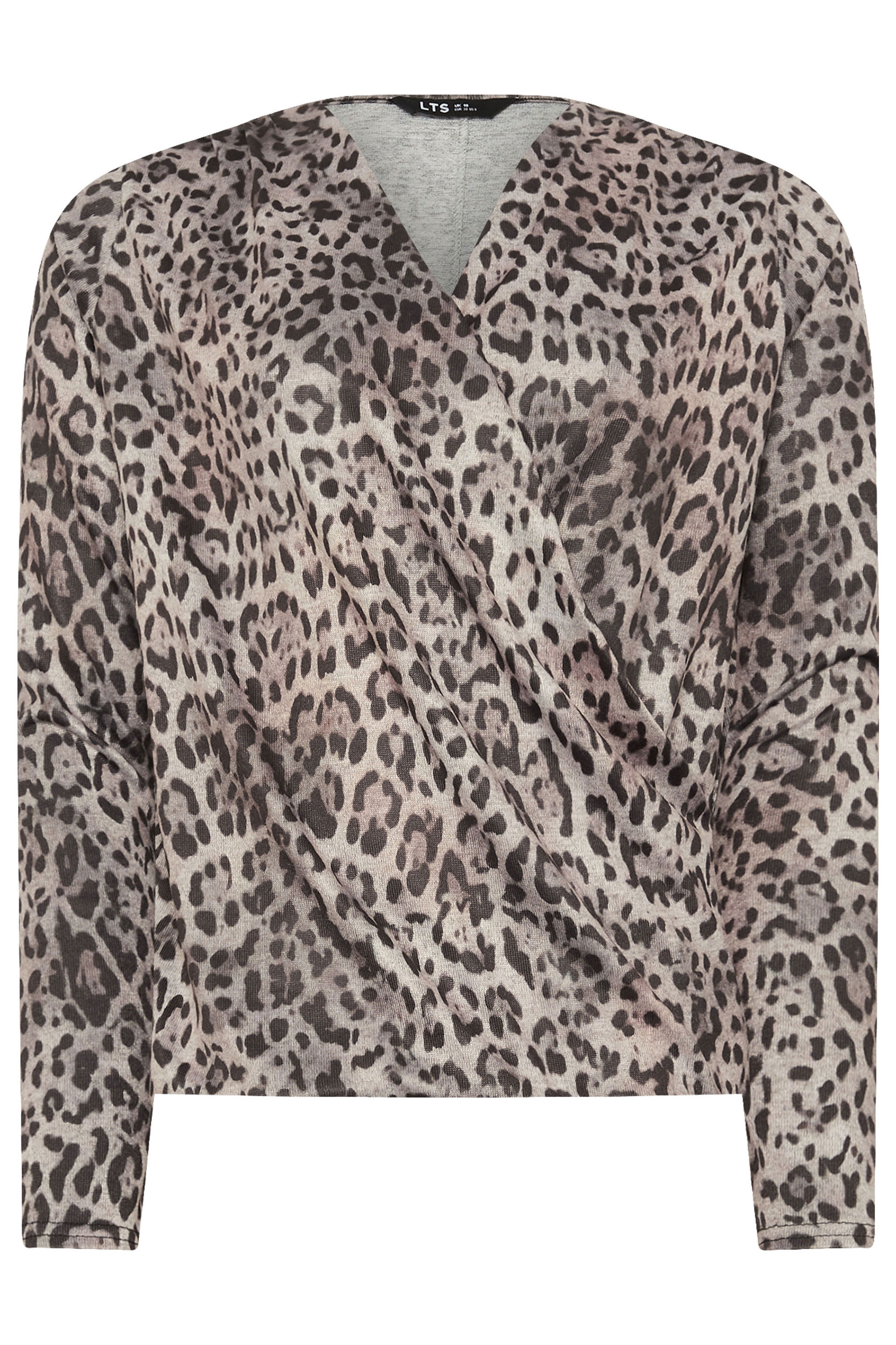 LTS Tall Natural Brown Leopard Print Soft Touch Wrap Top | Long Tall Sally 7