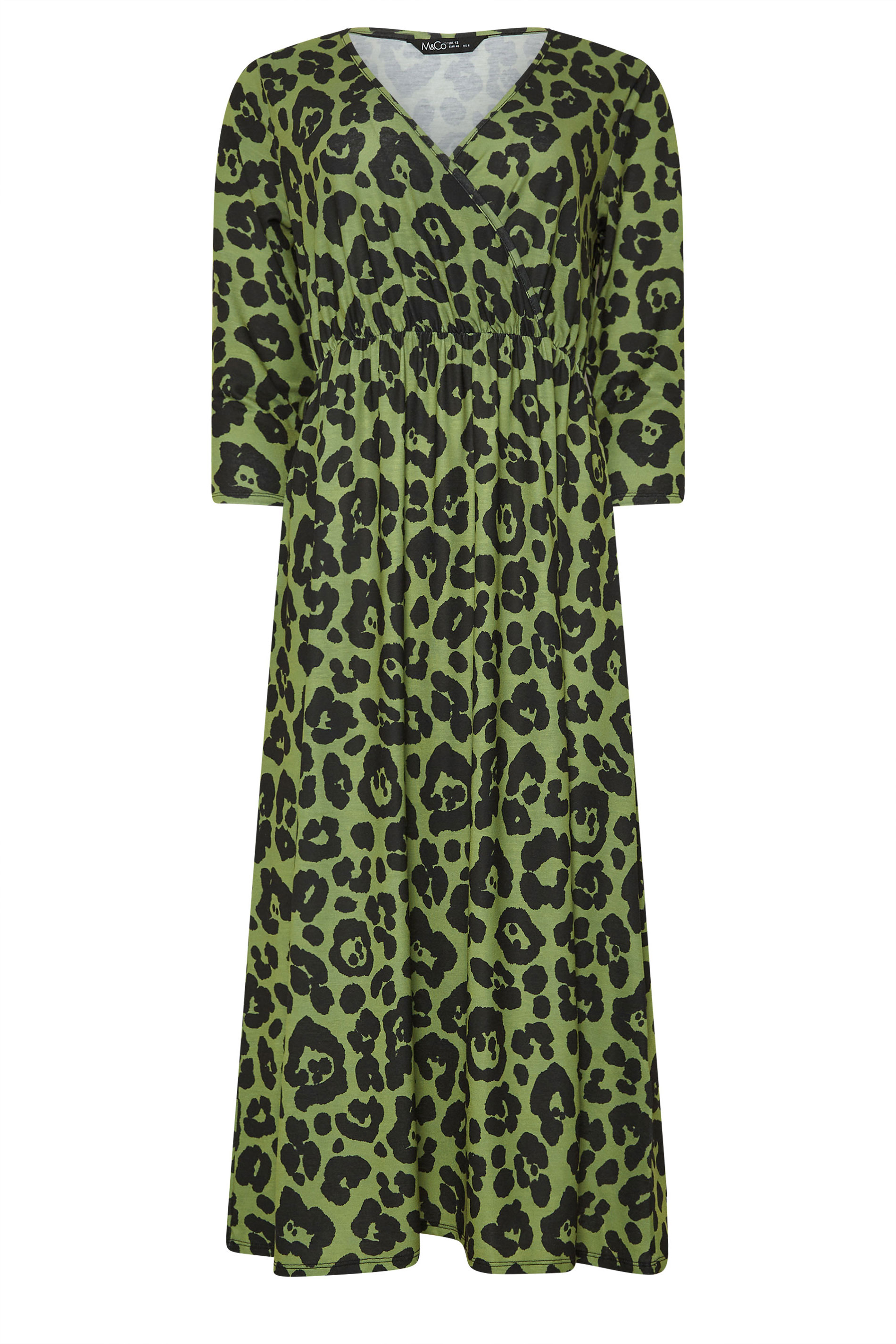 M&Co Green Animal Print 3/4 Sleeve Jersey Dress | M&Co 5