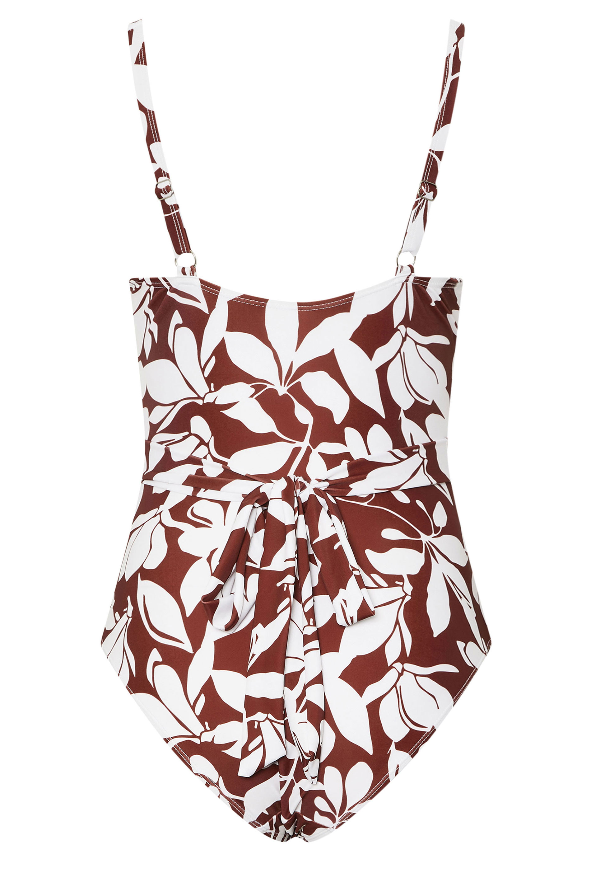 LTS Tall Rust Orange Floral Print Wrap Swimsuit | Long Tall Sally 9