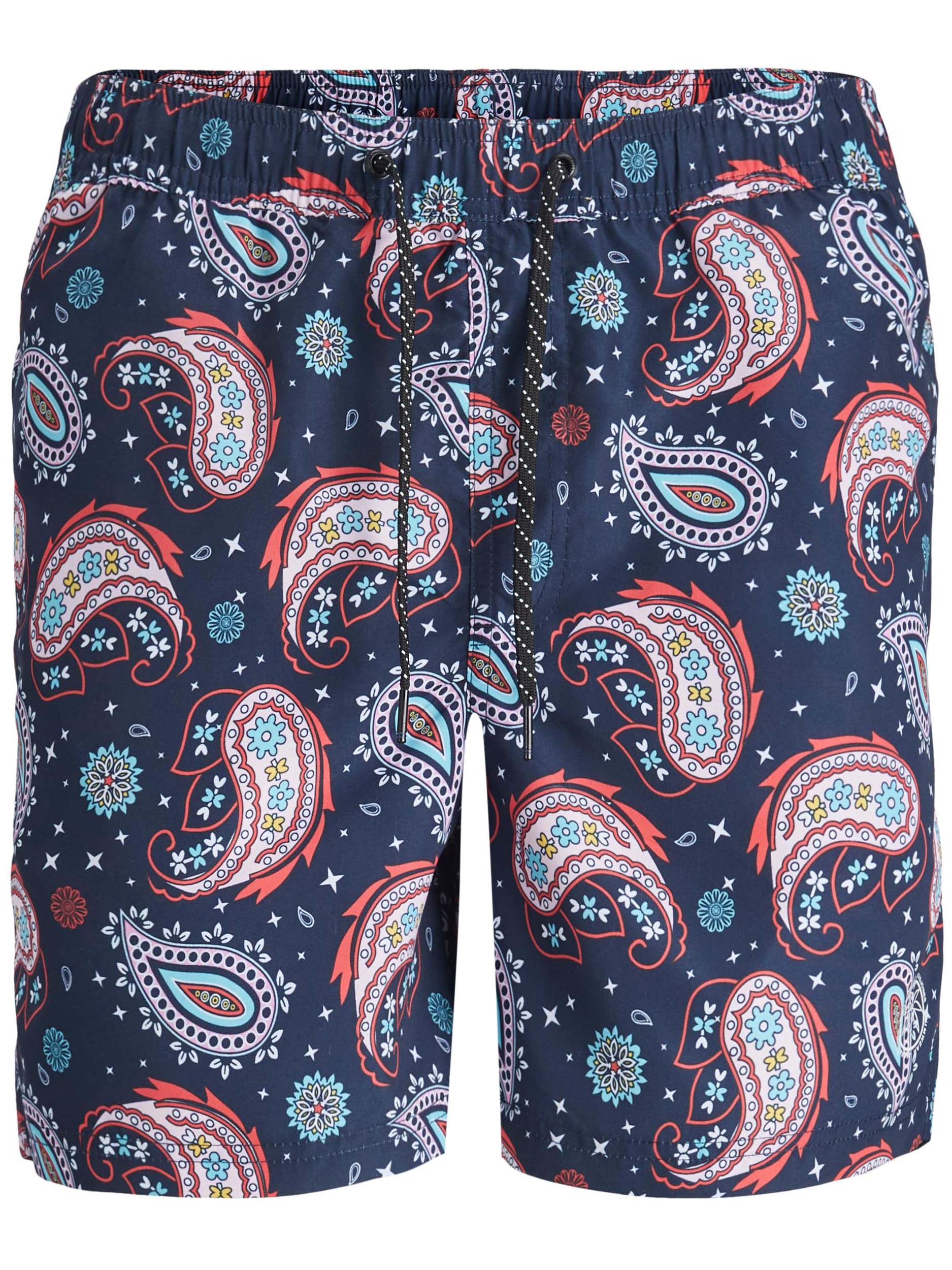 JACK & JONES Big & Tall Navy Blue Paisley Swim Shorts | BadRhino  3