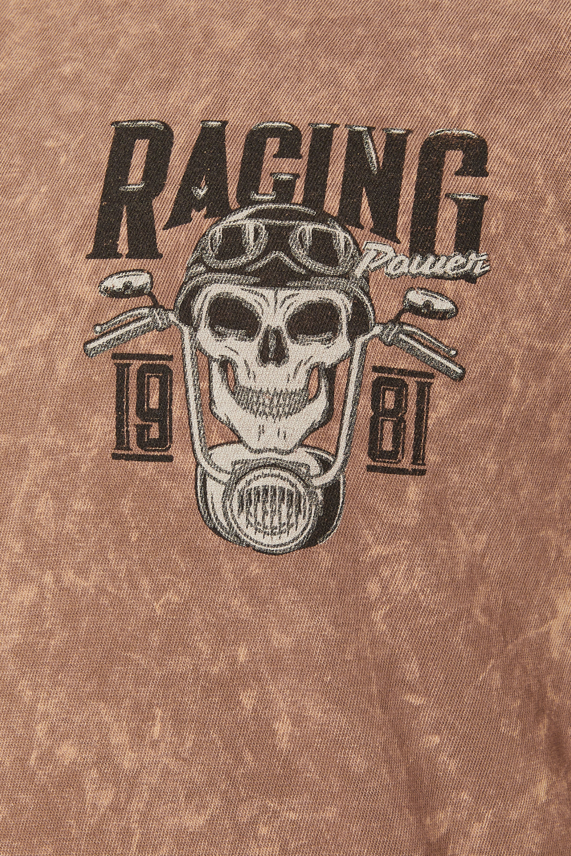 BadRhino Big & Tall Brown Acid Wash Skull Graphic T-Shirt | BadRhino 8