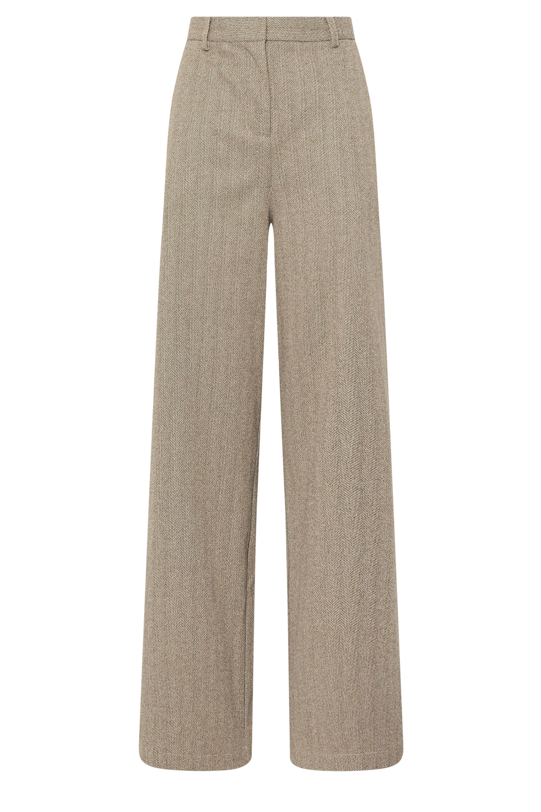 LTS PREMIUM Tall Brown Herringbone Formal Trousers | Long Tall Sally 6