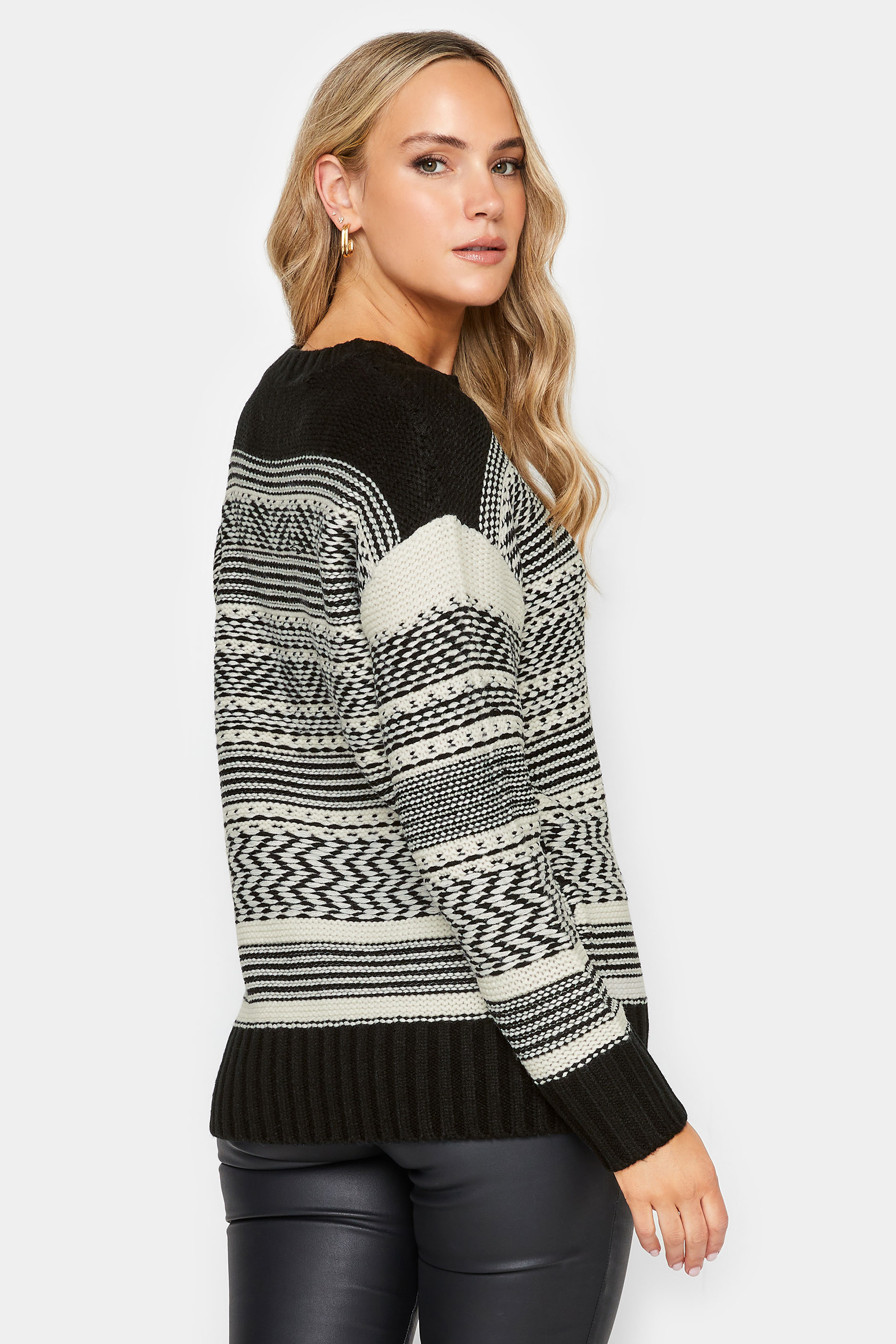 LTS Tall Black & White Fairisle Jumper | Long Tall Sally 4