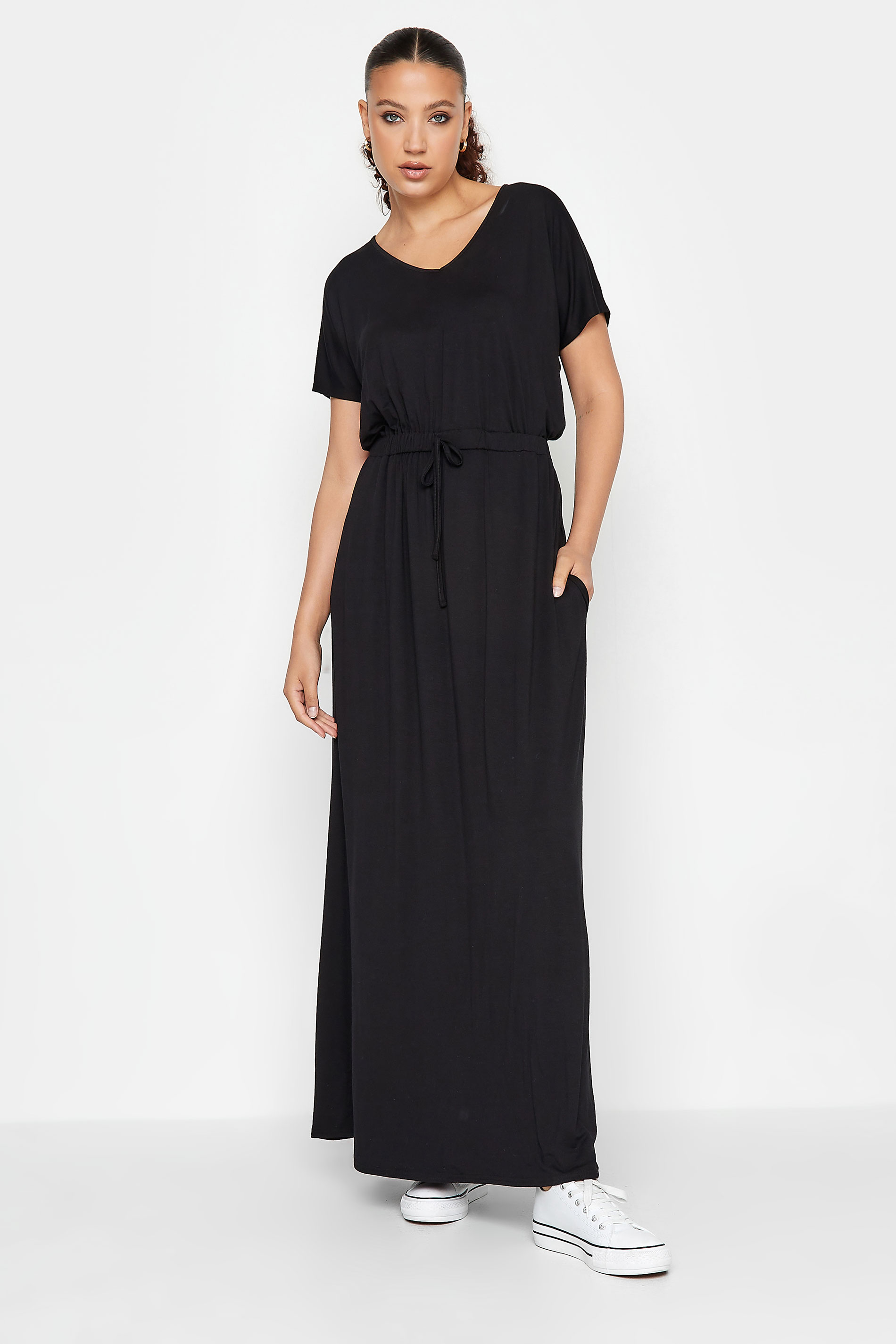 LTS Tall Black Waist Tie Maxi Dress | Long Tall Sally 1