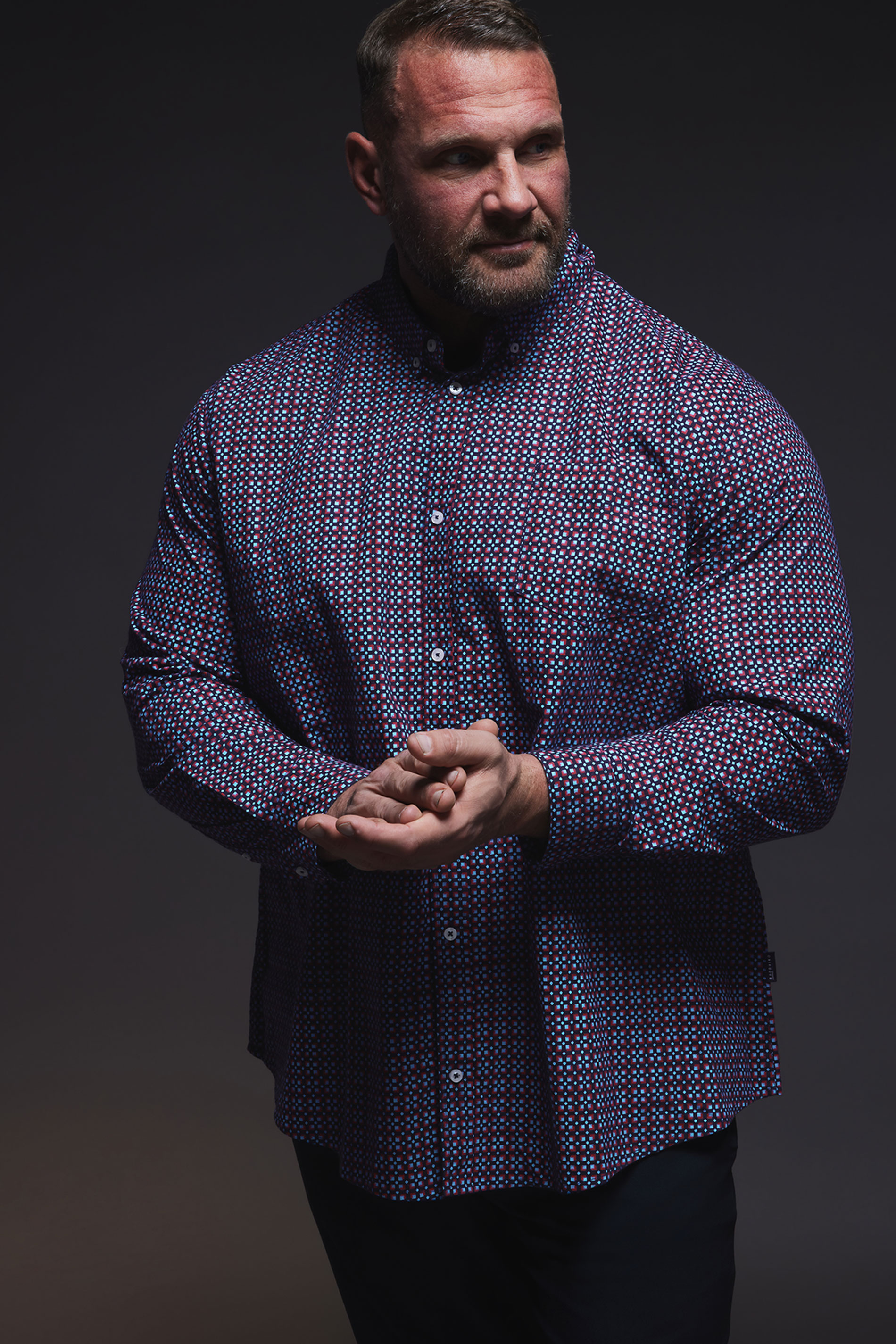 BadRhino Big & Tall Navy Blue Geometric Print Party Shirt | BadRhino 1