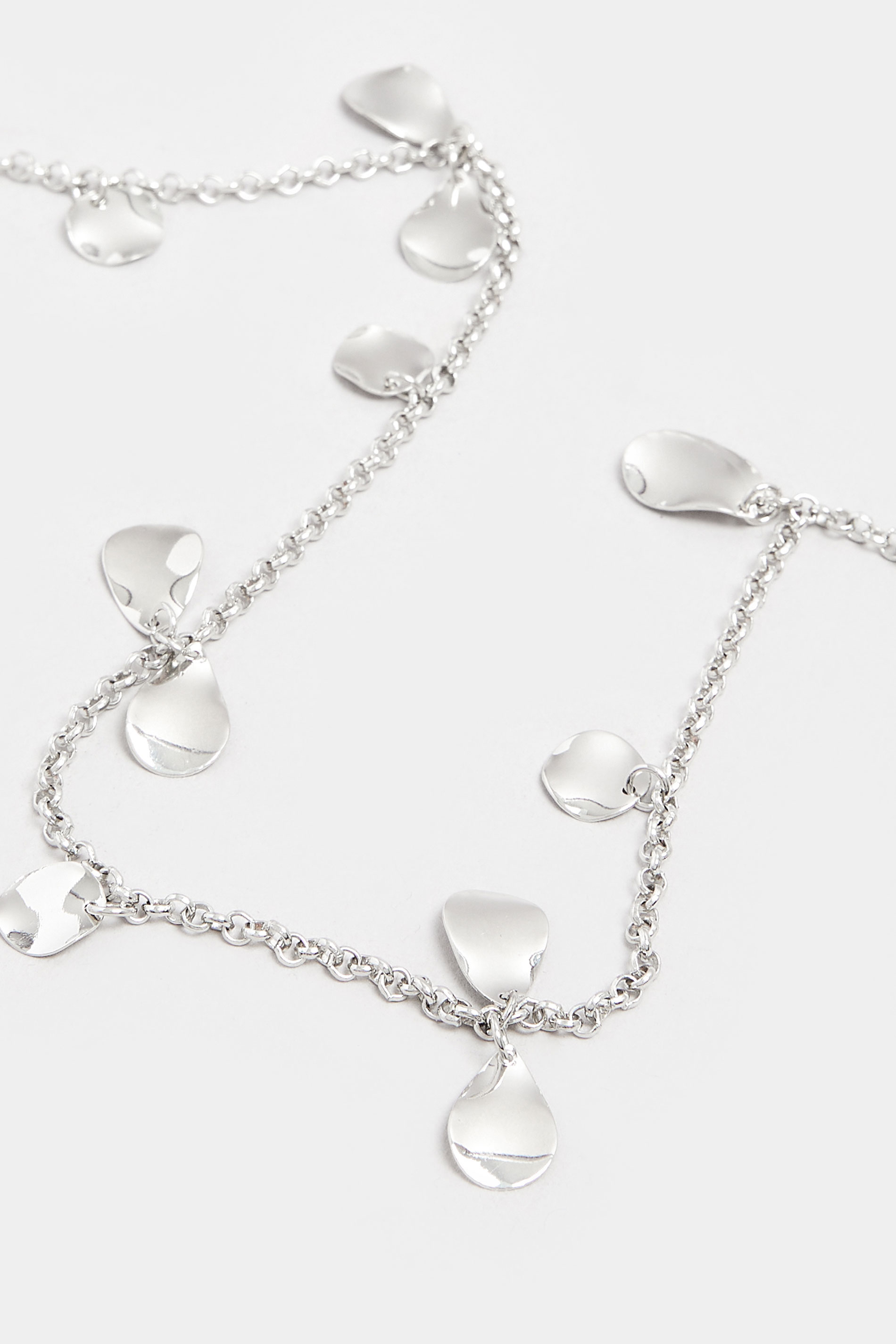 Silver Tone Textured Disc Long Necklace | Yours Clothing 3