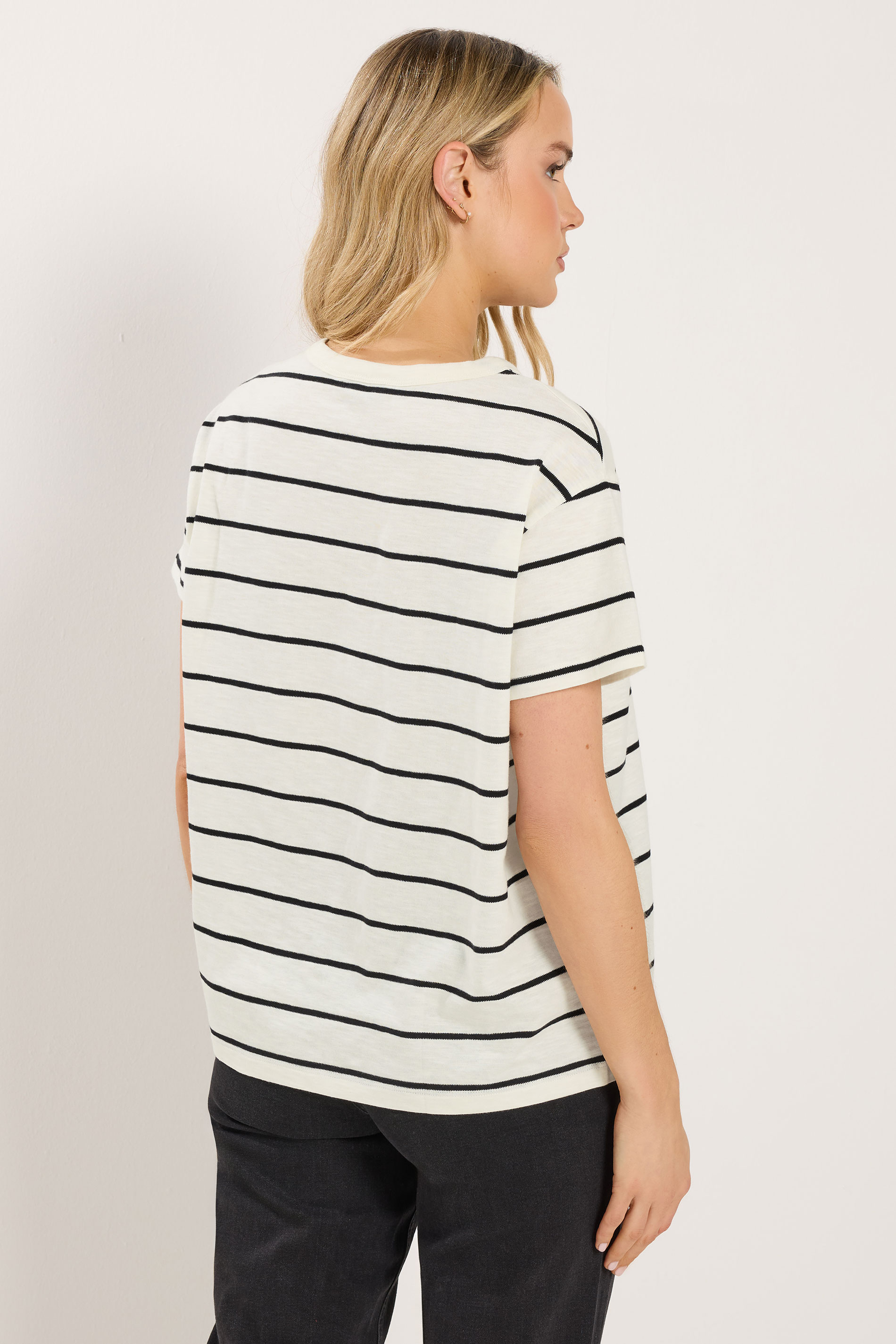 LTS Tall Women's White Stripe Cotton Oversized T-Shirt | Long Tall Sally 2