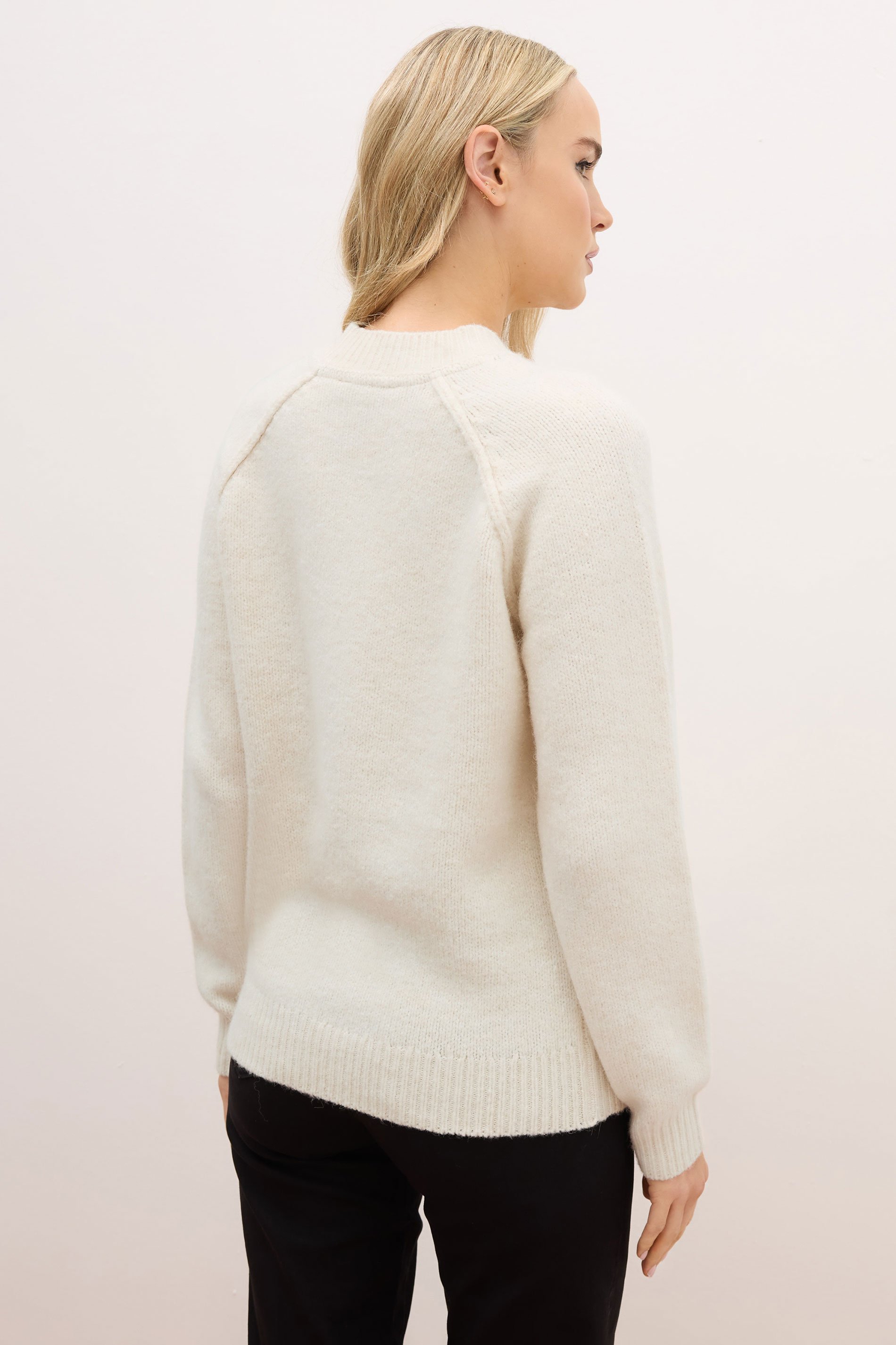 LTS PREMIUM Tall Ivory White Wool Seam Front Jumper | Long Tall Sally 4