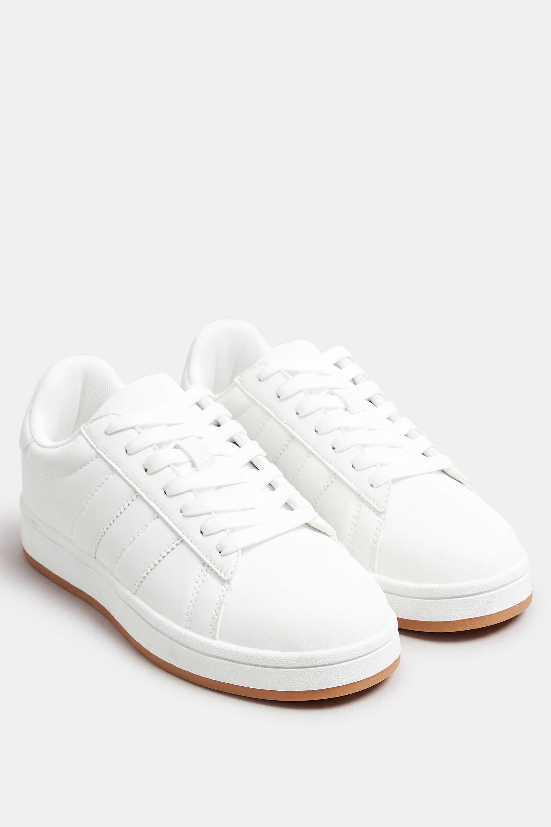 White Side Stripe Trainer In Wide E Fit | Yours Clothing 3
