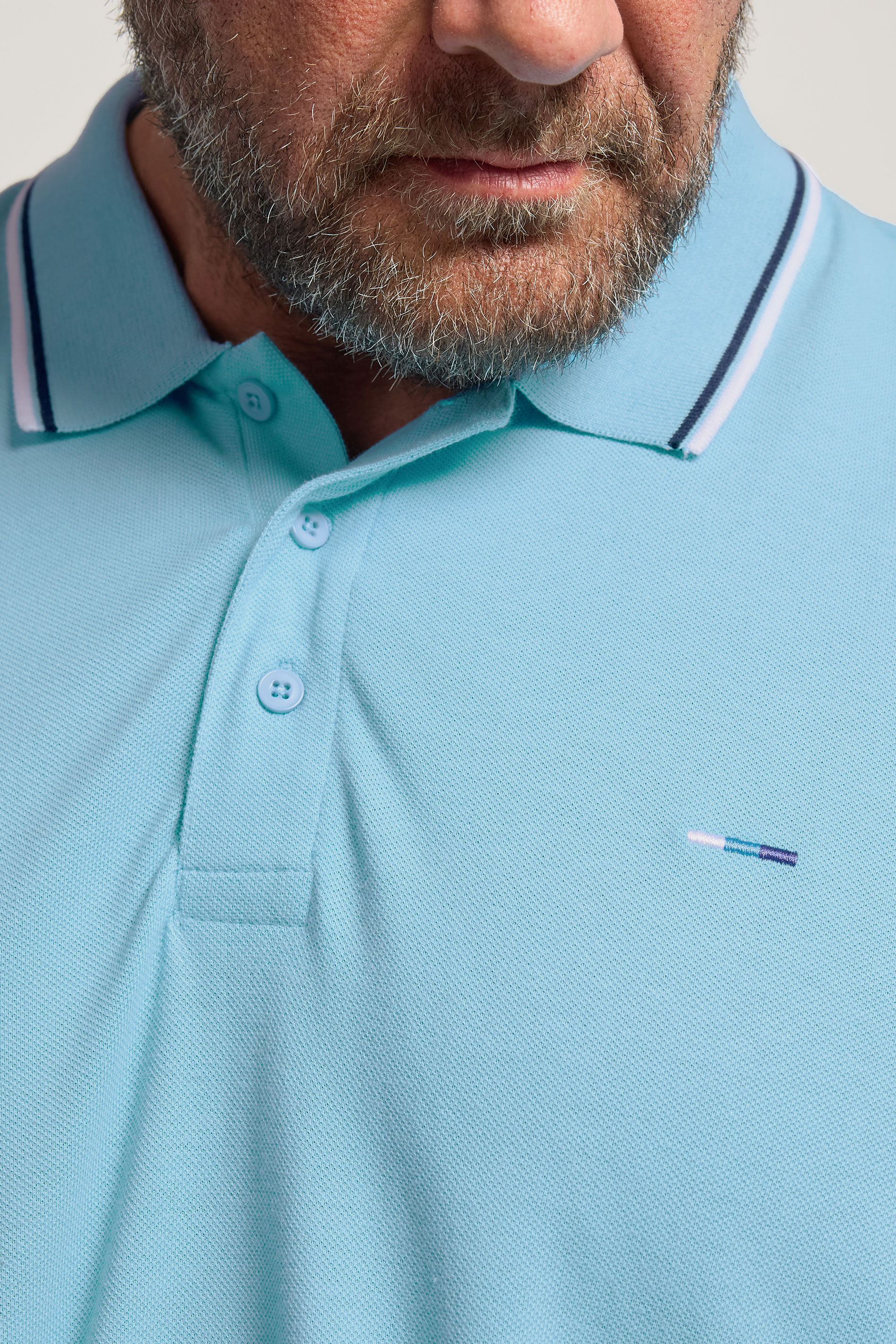 BadRhino Big & Tall Pale Blue Tipped Polo Shirt | BadRhino 4
