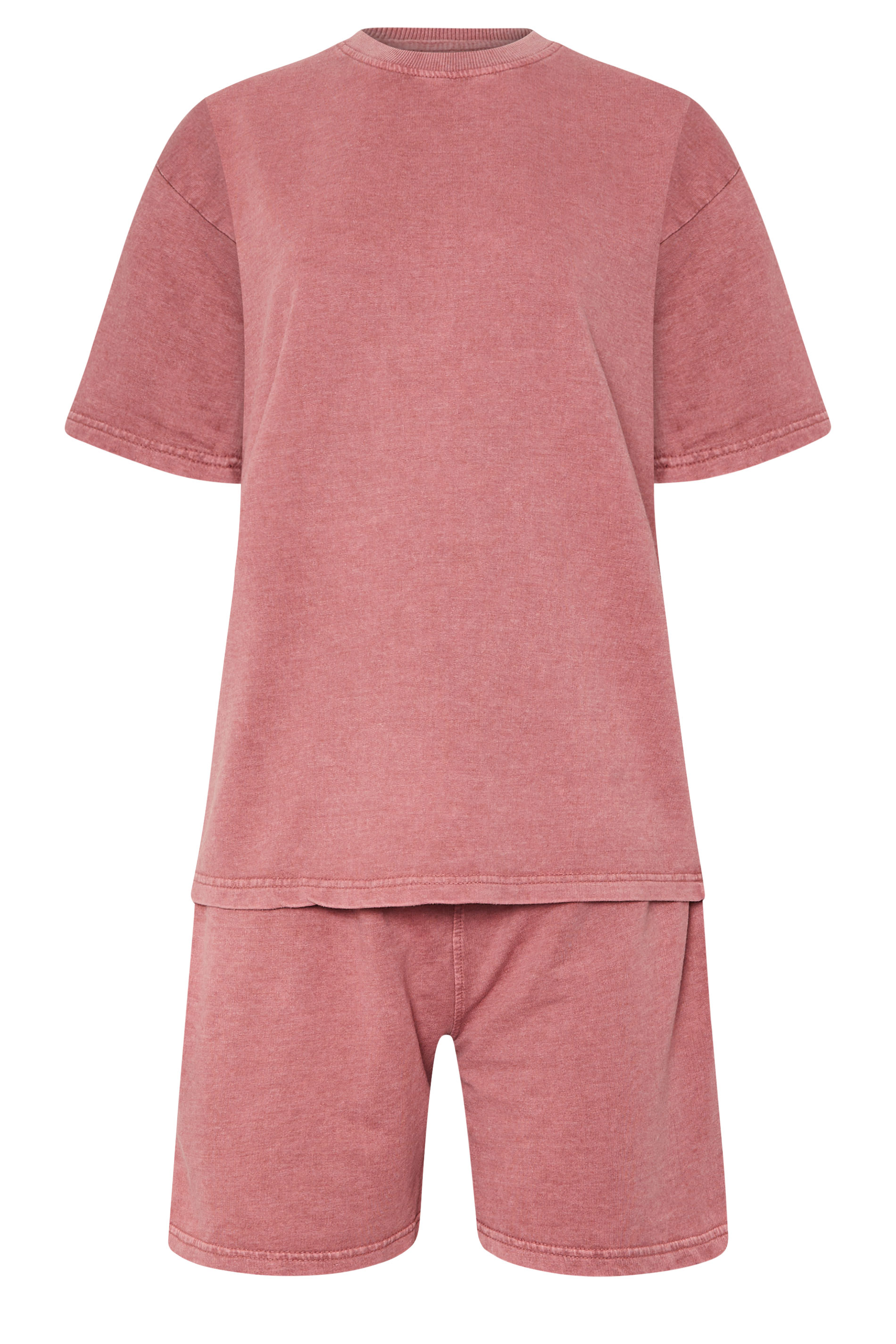 LTS Tall Pink Acid Wash Sweat T-Shirt & Shorts Set | Long Tall Sally 6