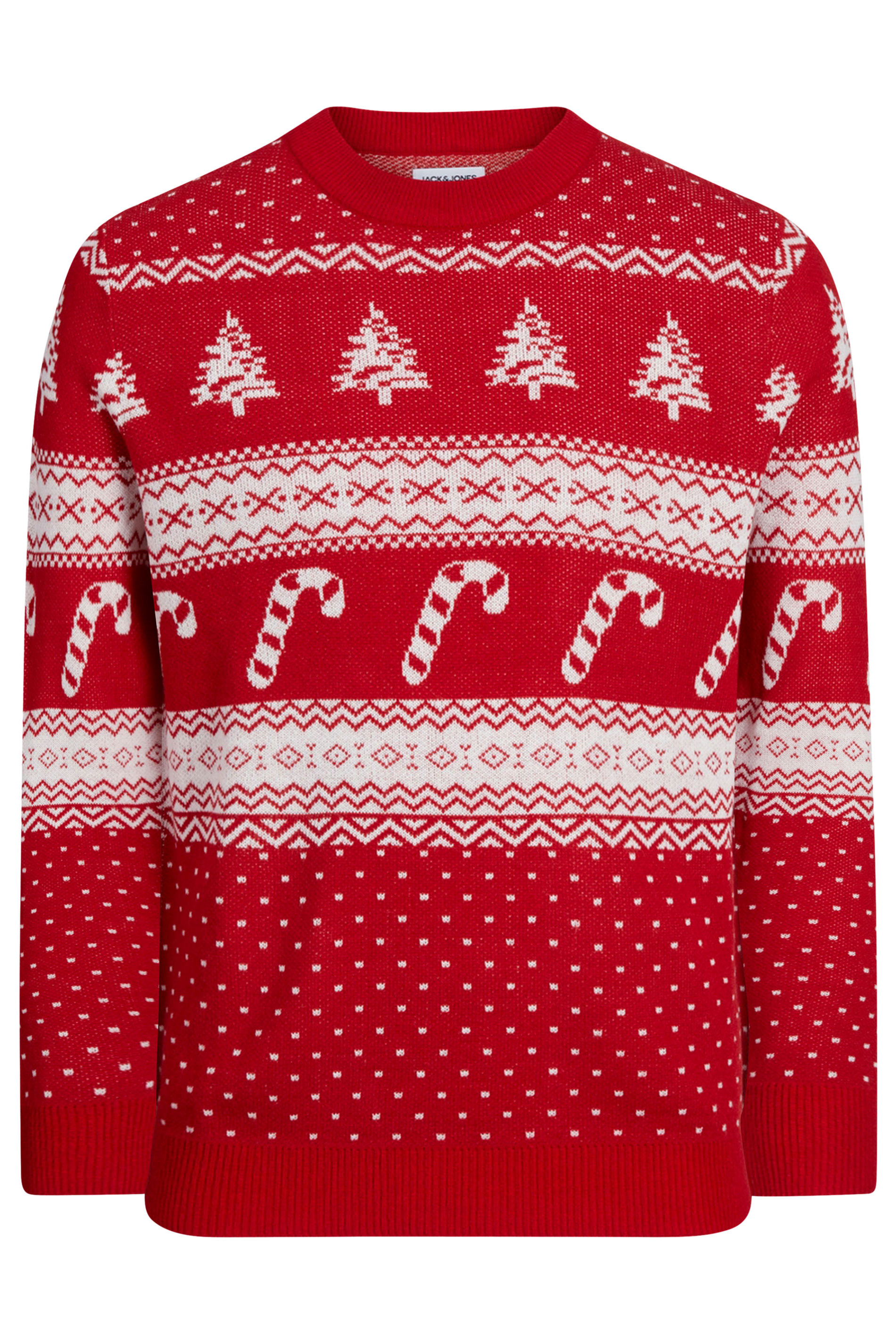 JACK & JONES Big & Tall Red Christmas Jacquard Design Jumper | BadRhino 2
