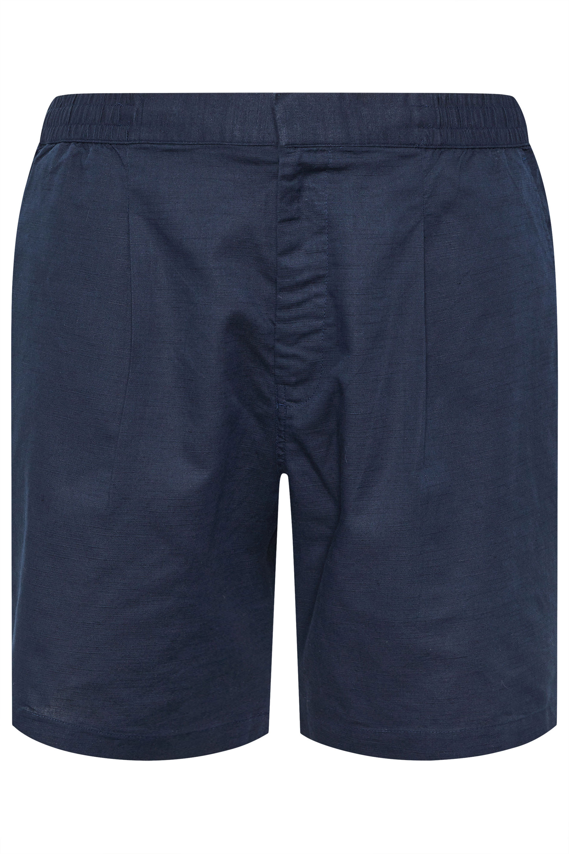 BadRhino Big & Tall Navy Blue Cotton Linen Mix Shorts | BadRhino 7
