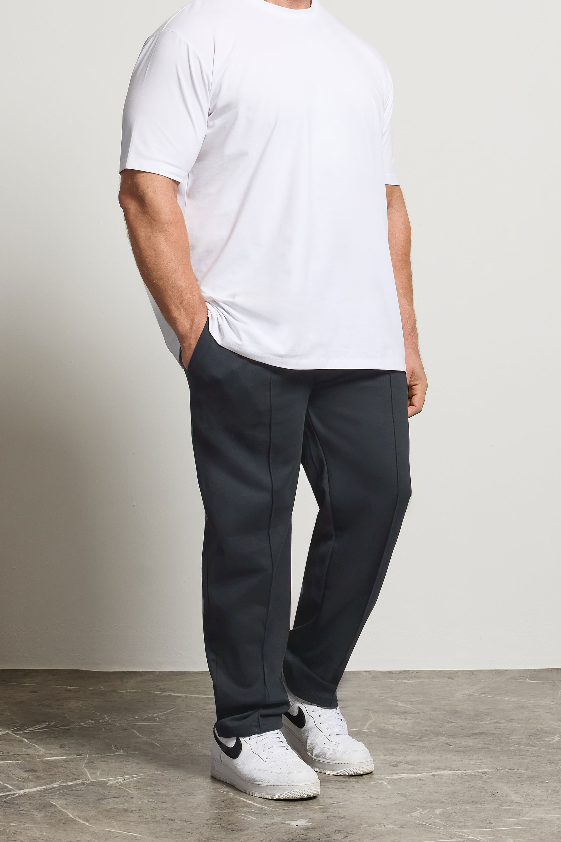 D555 Big & Tall Navy Blue Couture Open Hem Joggers | BadRhino 1