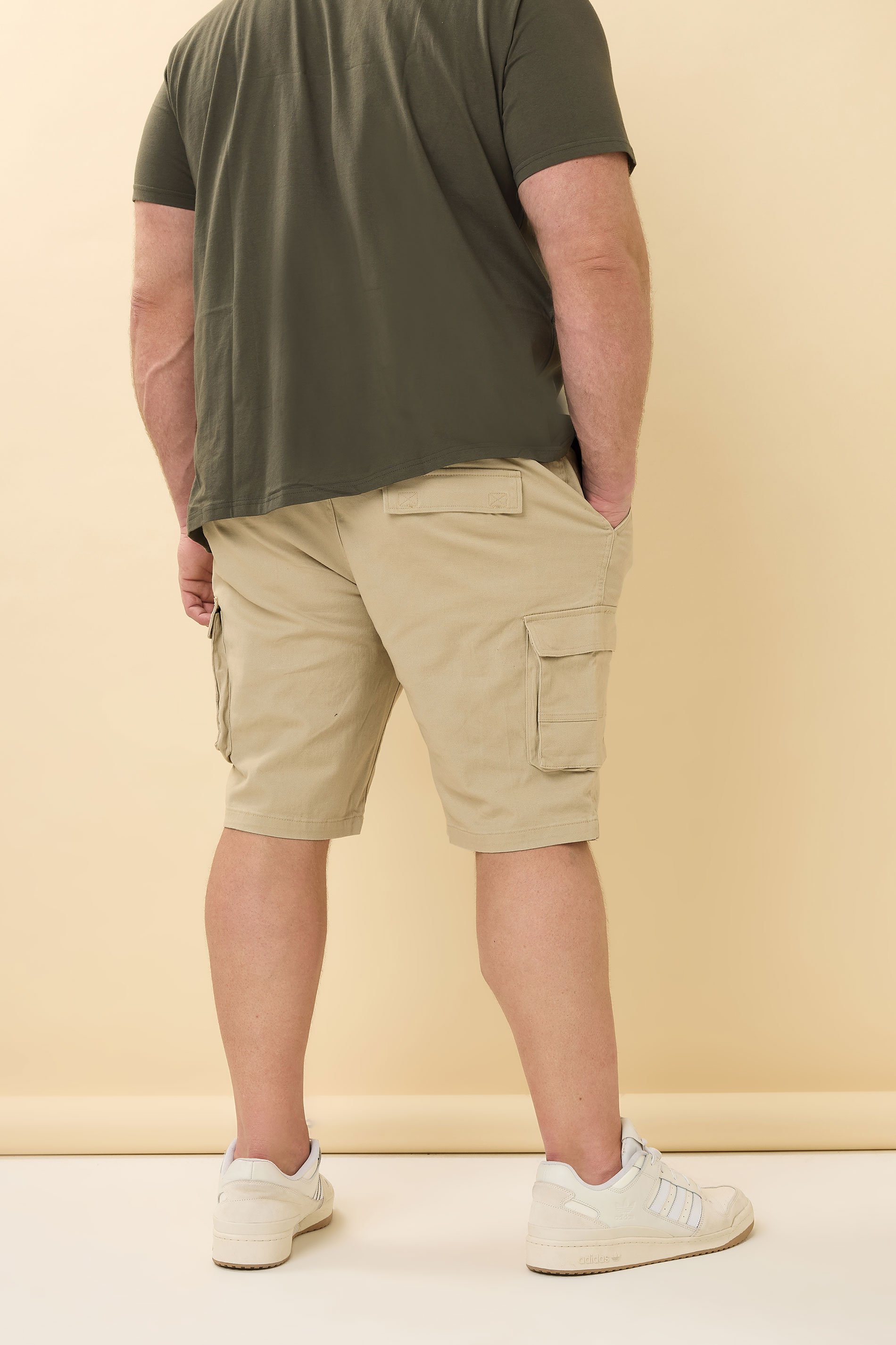 BadRhino Big & Tall 2 PACK Stone Brown & Khaki Green Stretch Cargo Shorts | BadRhino 4