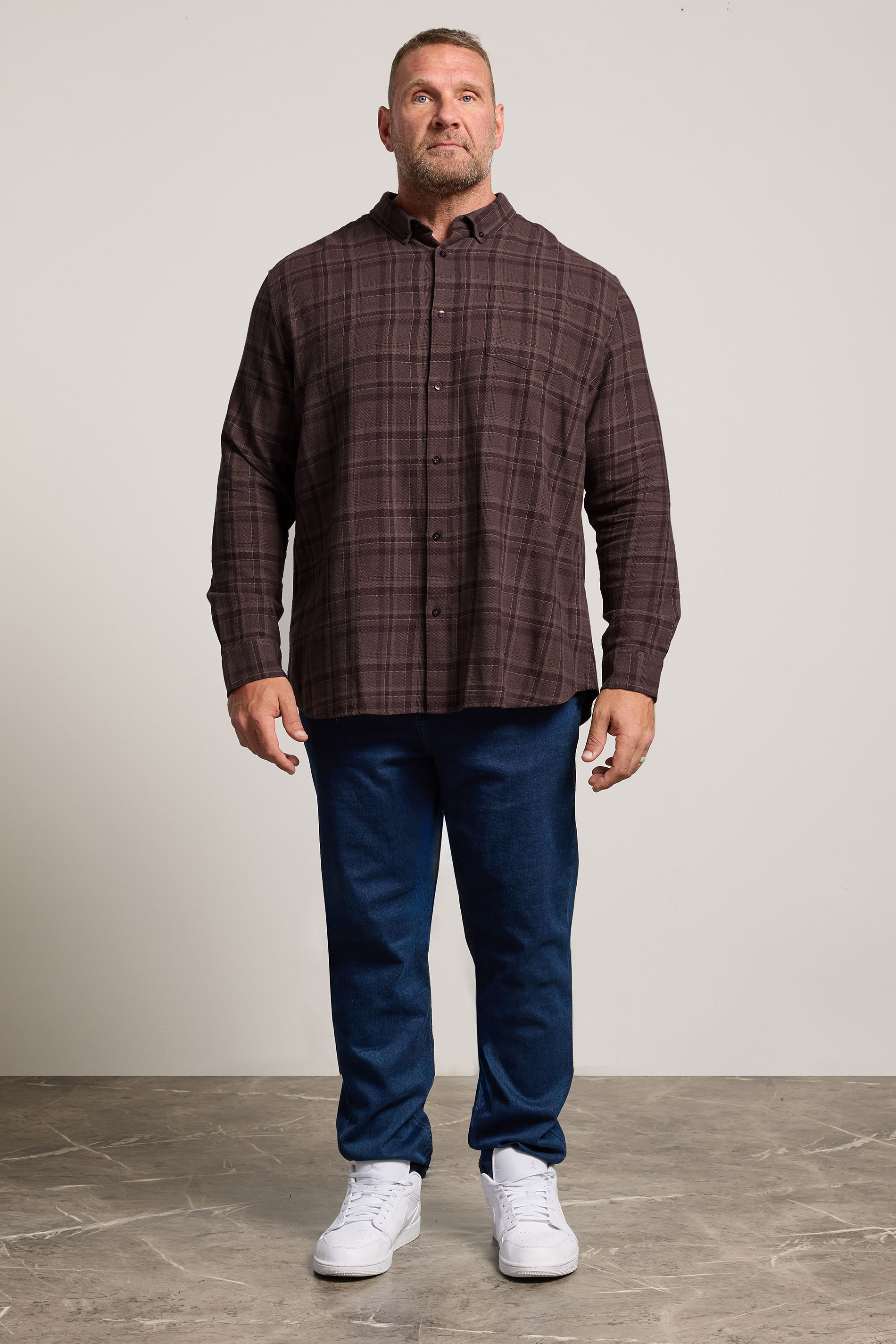 BadRhino Big & Tall Burgundy Red Check Long Sleeve Shirt | BadRhino 1