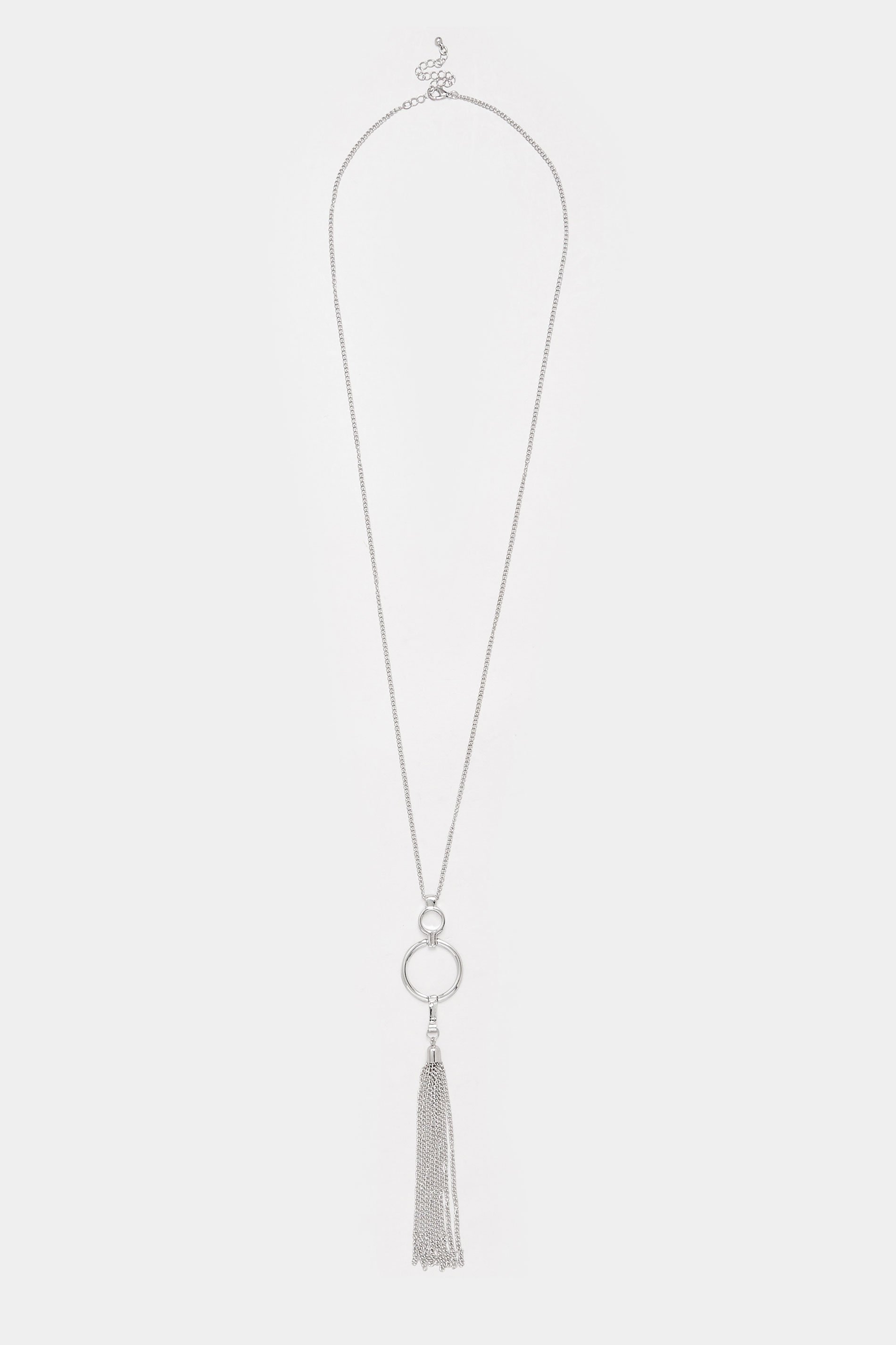 Silver Tone Long Tassel Necklace | Yours Clothing 2