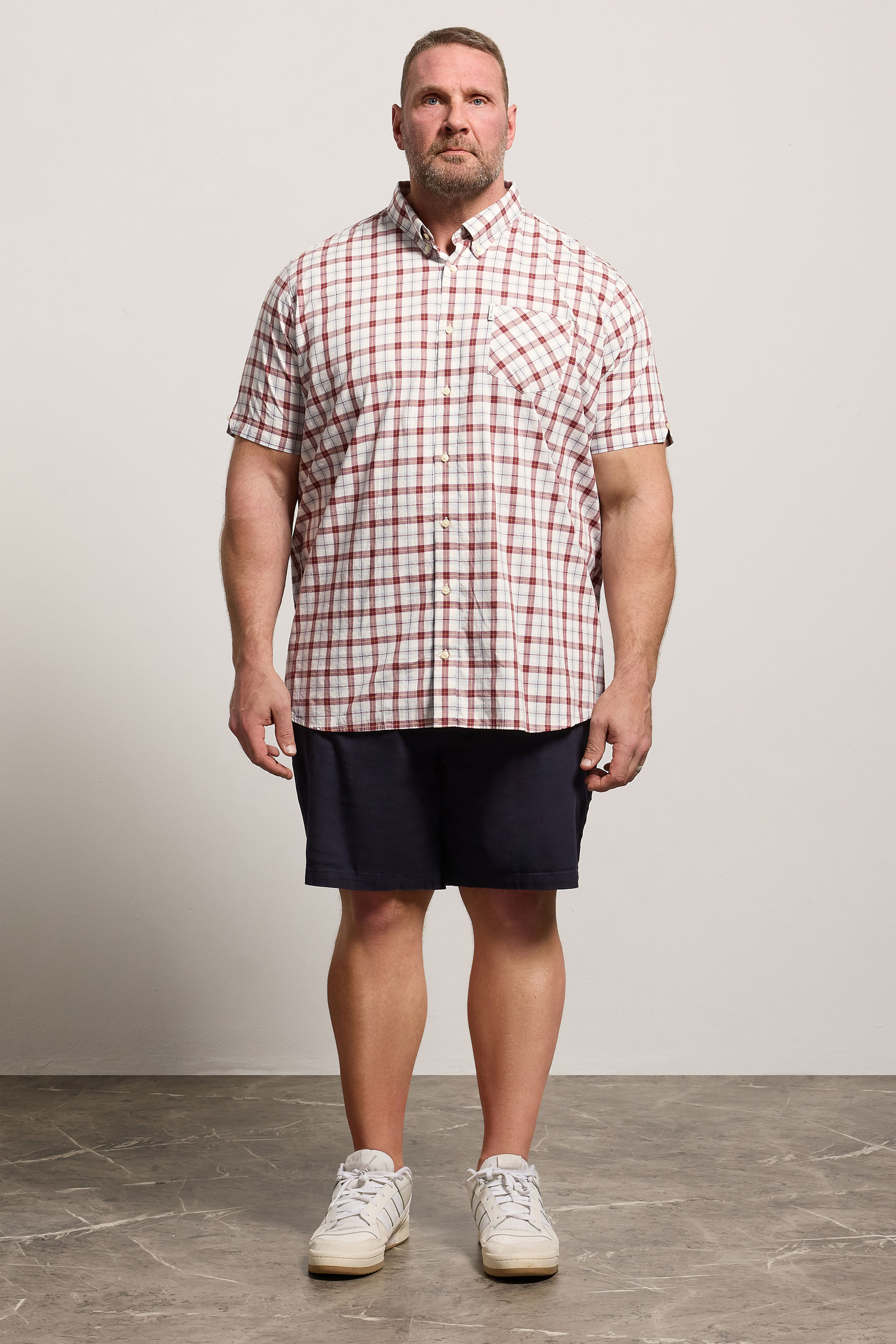 BEN SHERMAN Big & Tall Maroon Red Check Print Shirt | BadRhino 2