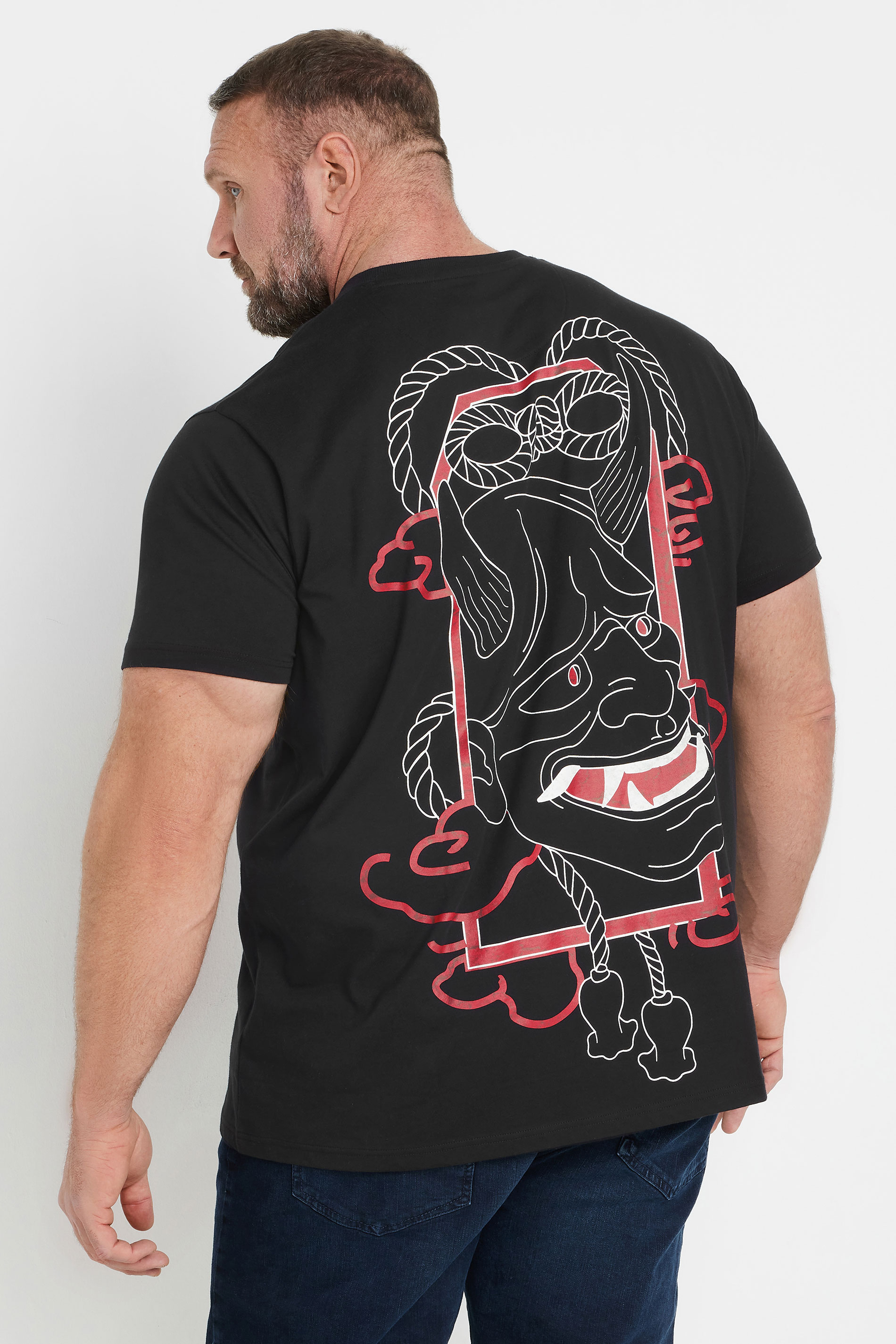 BadRhino Big & Tall Black Japanese Print T-Shirt  3