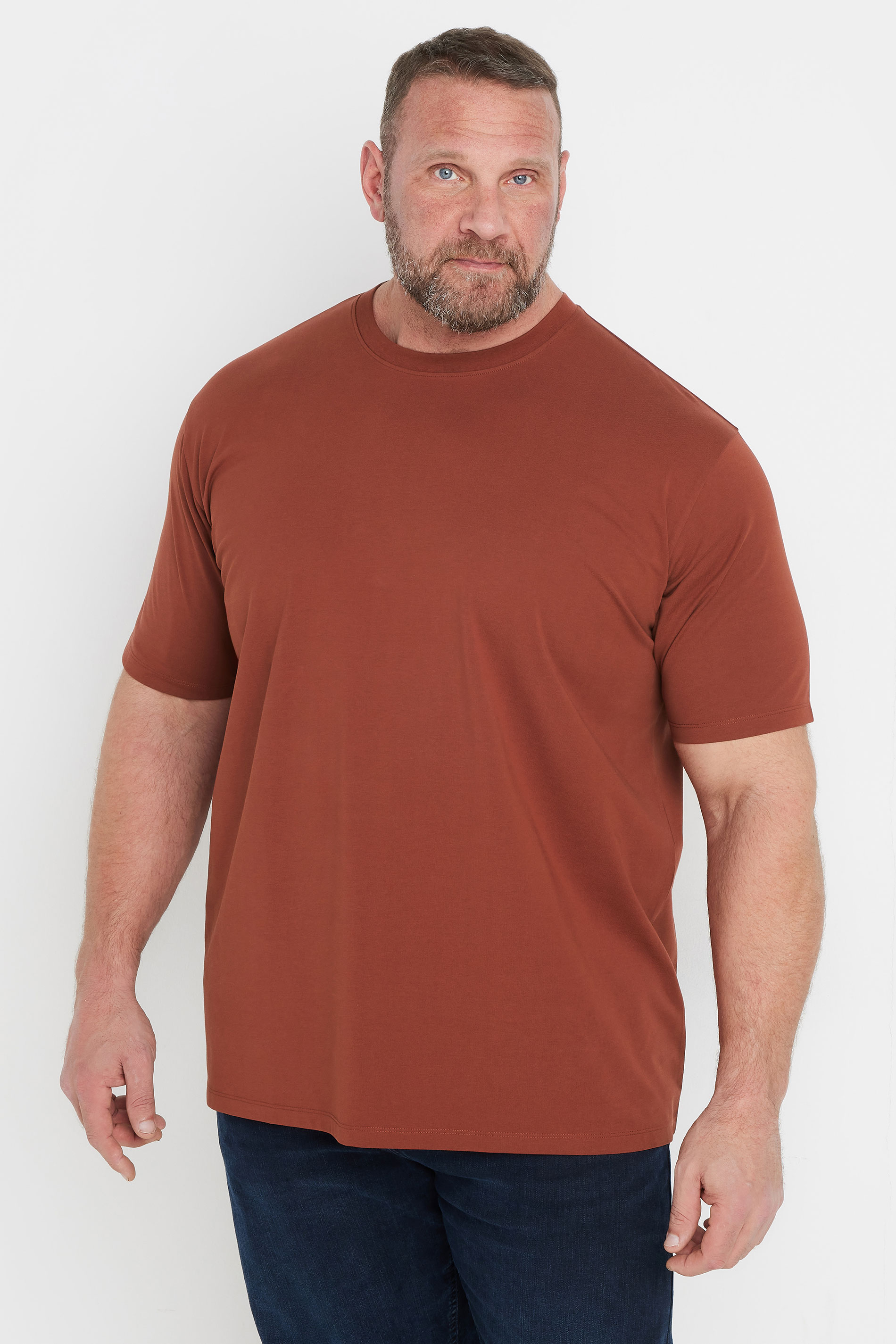 BadRhino Big & Tall Rust Orange Soft Touch Relaxed Fit T-Shirt 2
